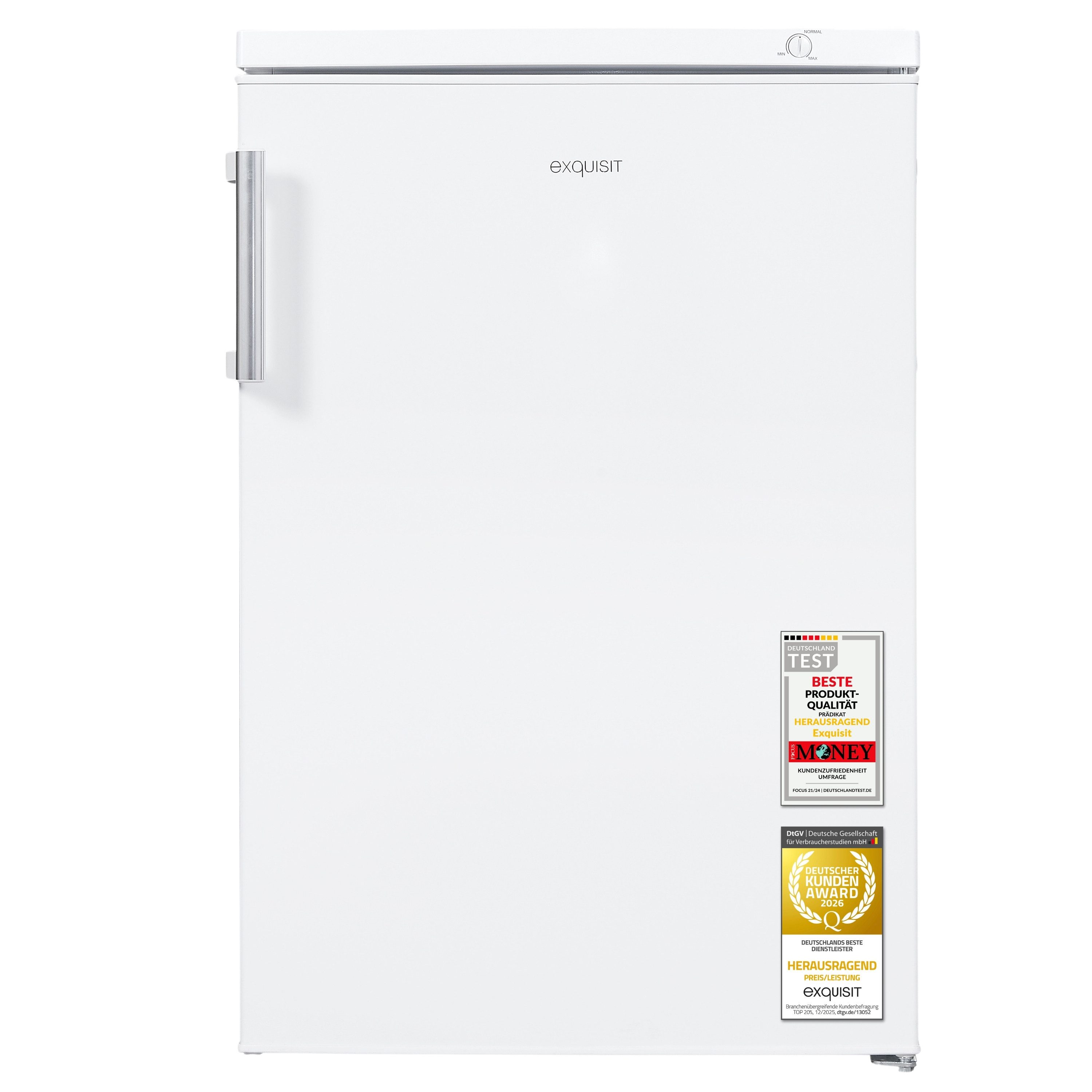 exquisit Gefrierschrank GS581-H-010D, 84.5 cm hoch, 56 cm breit, 85 l Nutzinhalt, Energieklasse D, 40 dB, 3 Schubladen