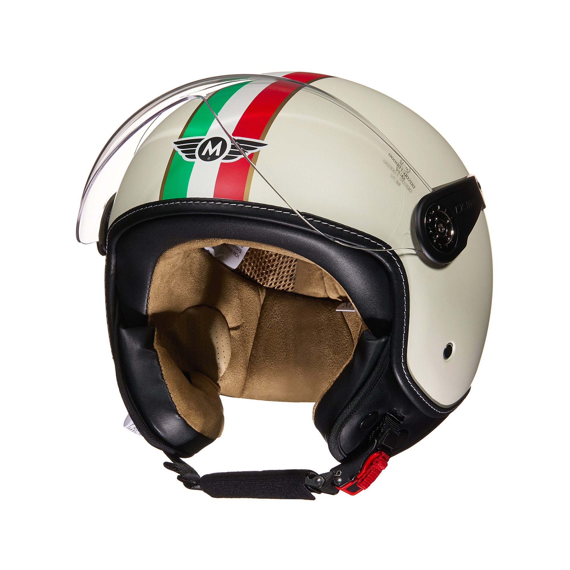 MOTO HELMETS Motorradhelm Integralhelm Motorrad Full Helm H-44 Italia, Helm für Motorrad Roller Scooter, Schnellverschluss, Visier, nur 1050g