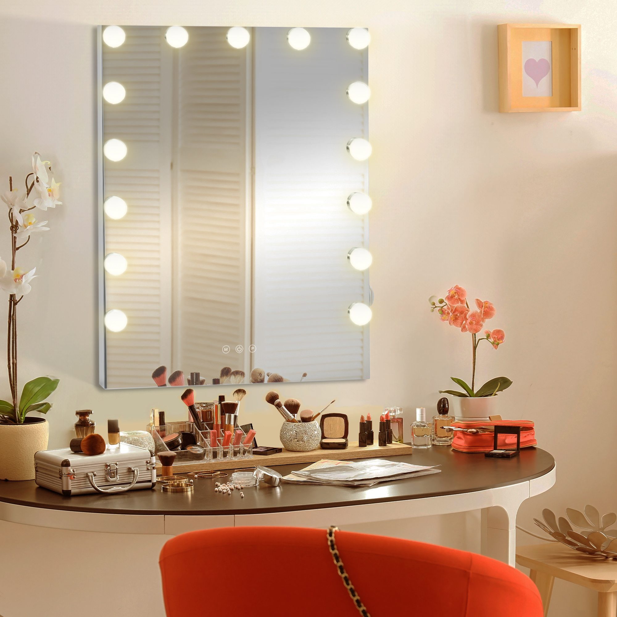 CLP Schminkspiegel Murrieta (1er), LED, dimmbar, drei Lichtmodi, USB-Port – Bild 3 von 5