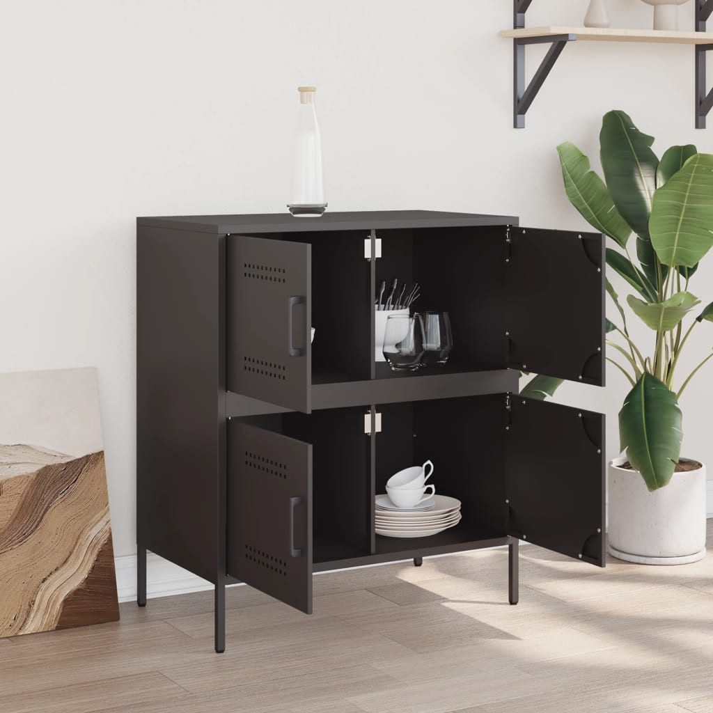 vidaXL Sideboard Sideboard Schwarz 68x39x79 cm günstig online kaufen