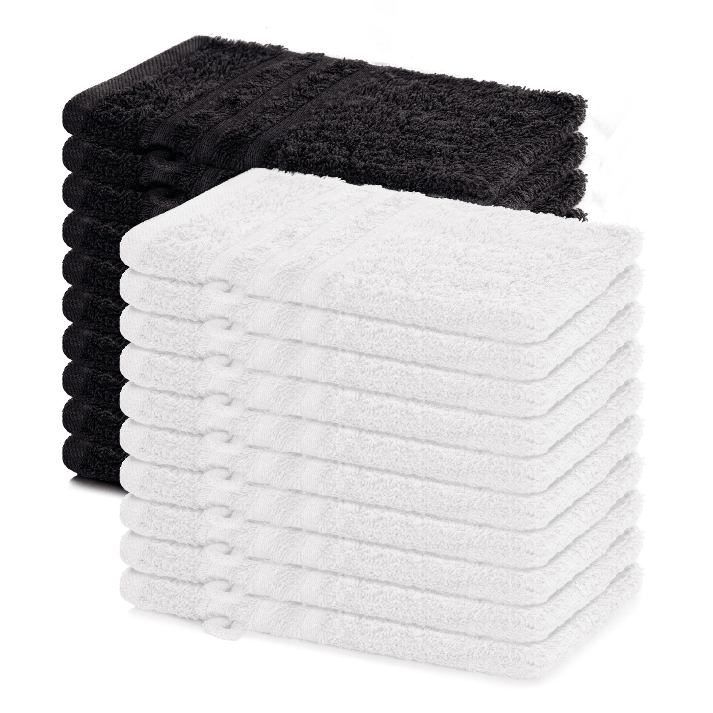 Lavea Waschhandschuh 20er Set Waschhandschuhe, 15 x 21 cm, Elena-Frottierserie, Waschlappen, (20-St), 500 g/m² Frottier, weich & saugstark, pflegeleicht