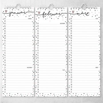 younikat ewige Kalender Geburtstagskalender Konfetti-Motiv I 105 x 297 mm I dv_665