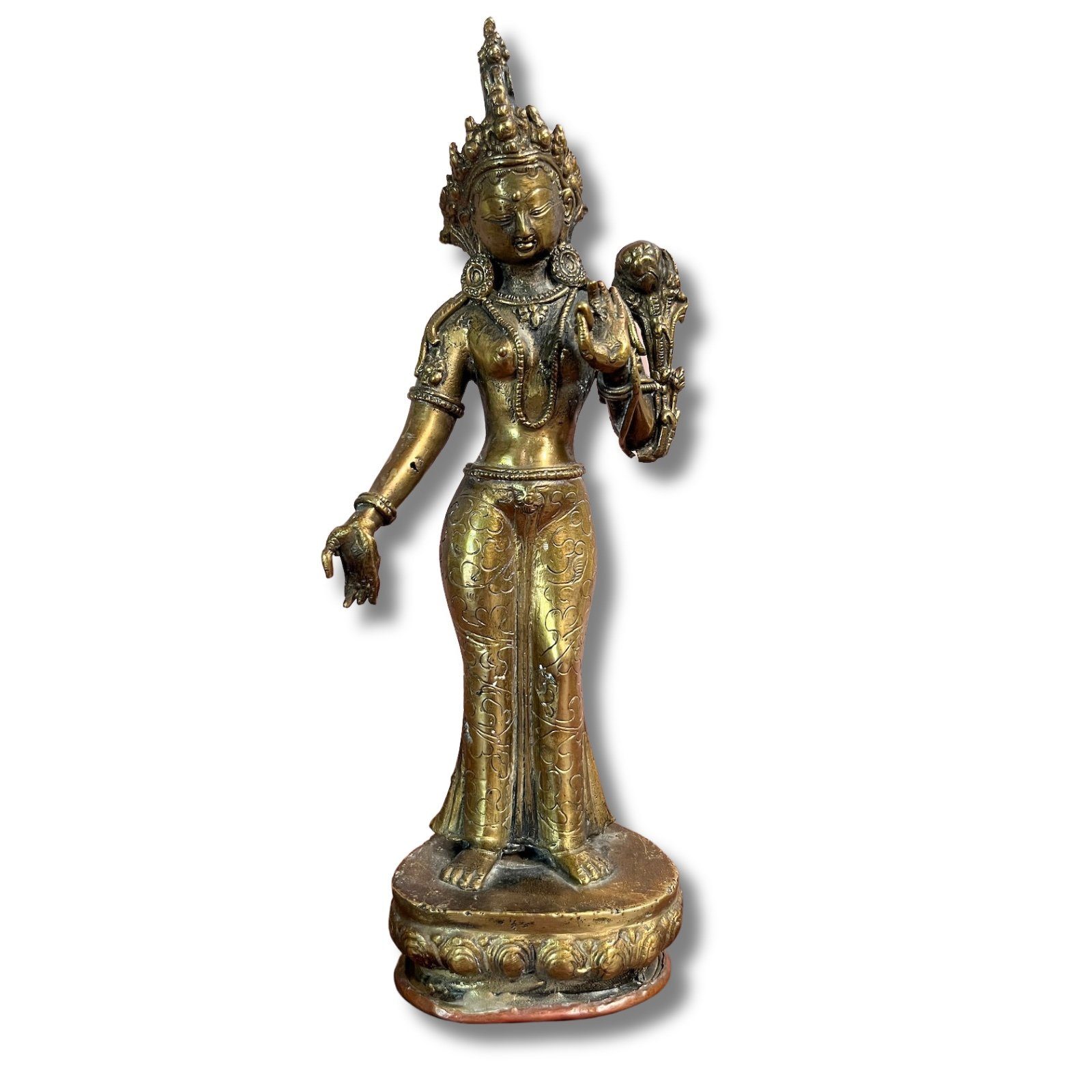 Asien LifeStyle Buddhafigur Weiße Tara Buddha Figur Bronze - Indien Skulptur