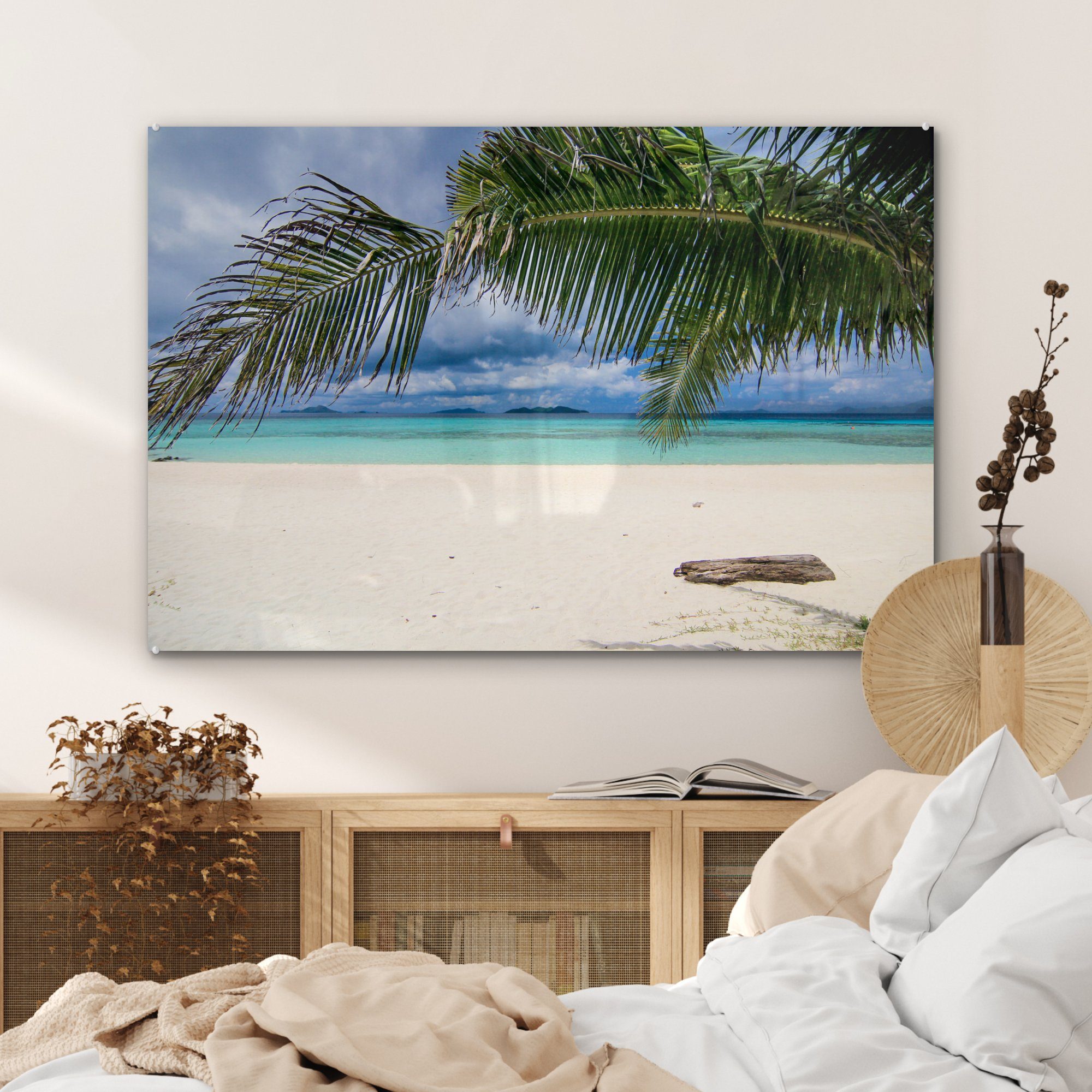 Wohnzimmer MuchoWow schöner und Acrylglasbilder weißer der & Schlafzimmer St), Strand (1 Acrylglasbild Insel Coron, Ruhiger