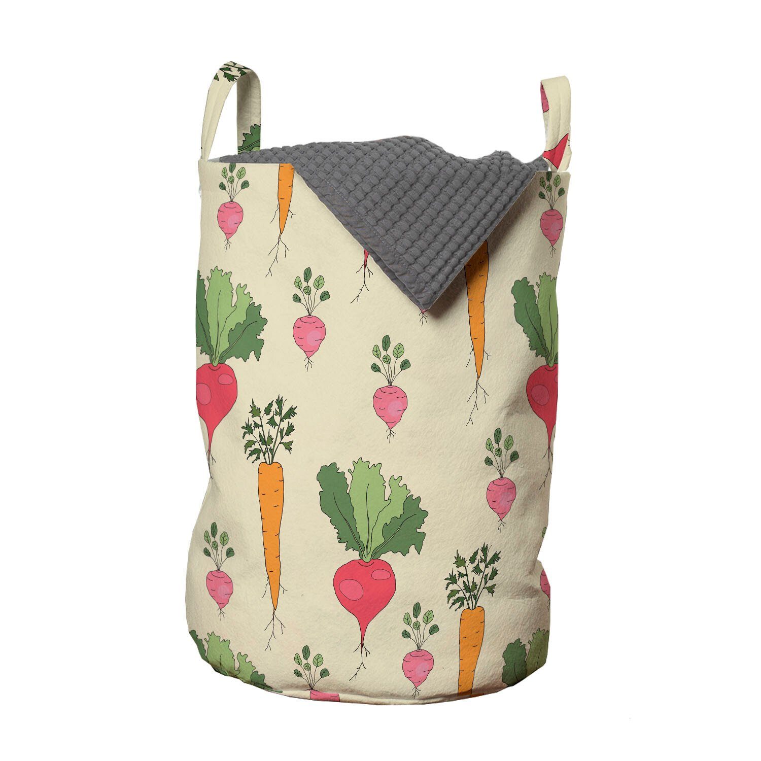 Abakuhaus Wäschesäckchen Wäschekorb mit Griffen Kordelzugverschluss für Waschsalons, Gemüse Rettiche und Beets