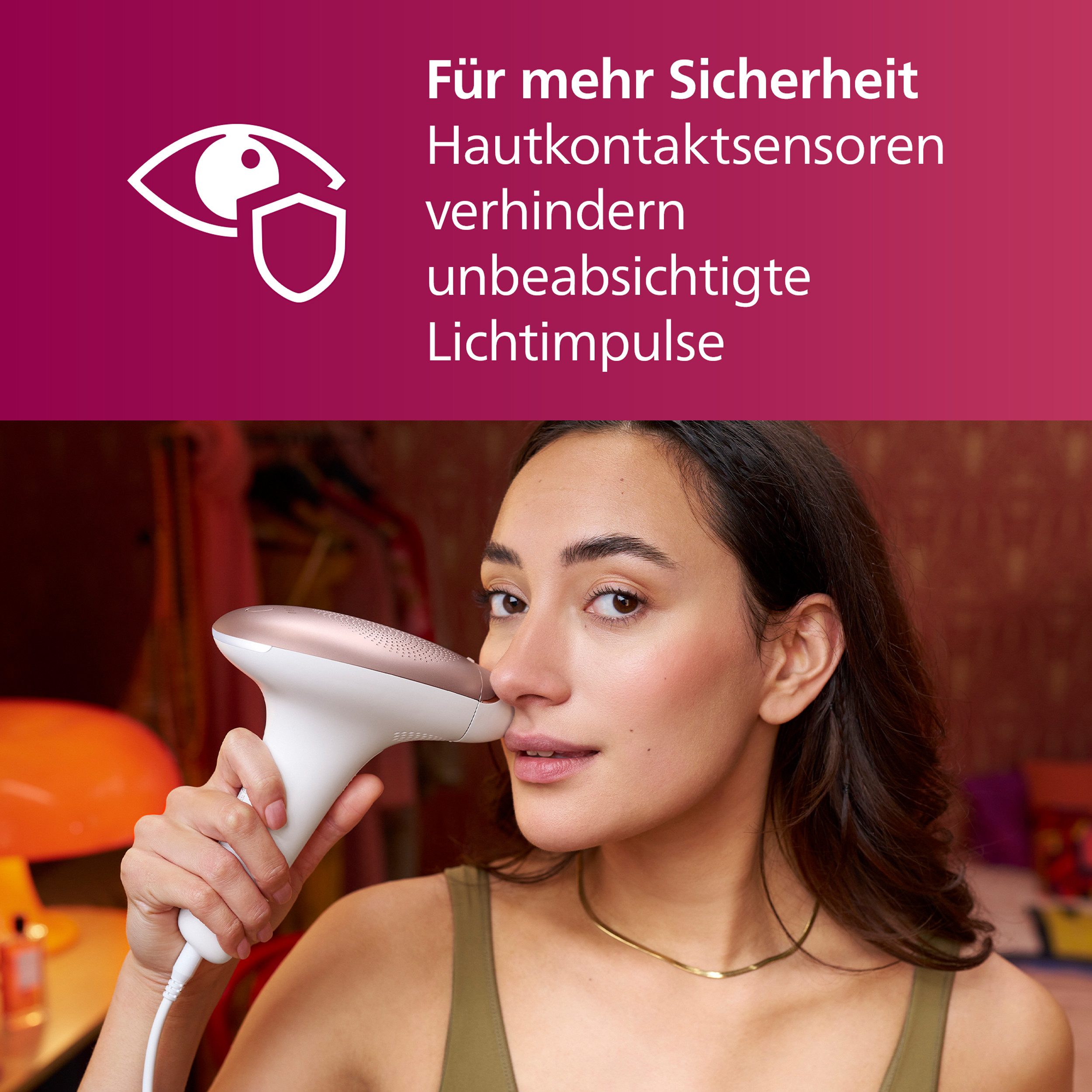 Philips IPL-Haarentferner Philips Lumea Series 7000 BRI924/00, 250000 Lichtimpulse, 2 Aufsätze (Körper und Gesicht), inkl. Visa Pure Mini-Gesichtsbürste weiß