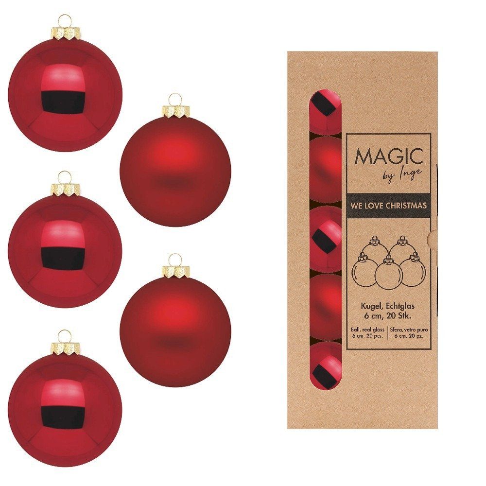 MAGIC by Inge Weihnachtsbaumkugel, Weihnachtskugeln Glas 6cm Ochsenblut 20 Stück