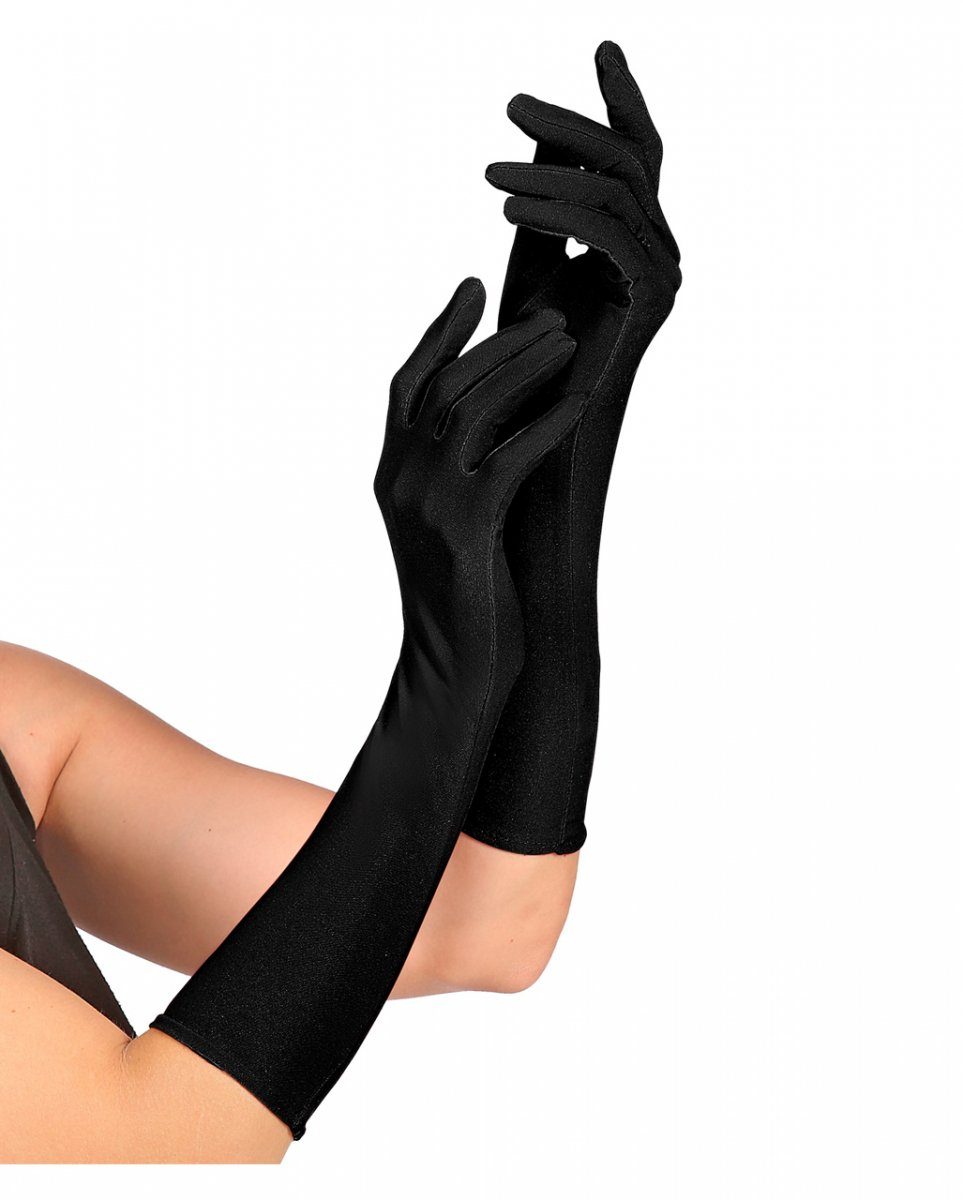 Vampir-Kostüm Elastische Schwarze Handschuhe 40 cm