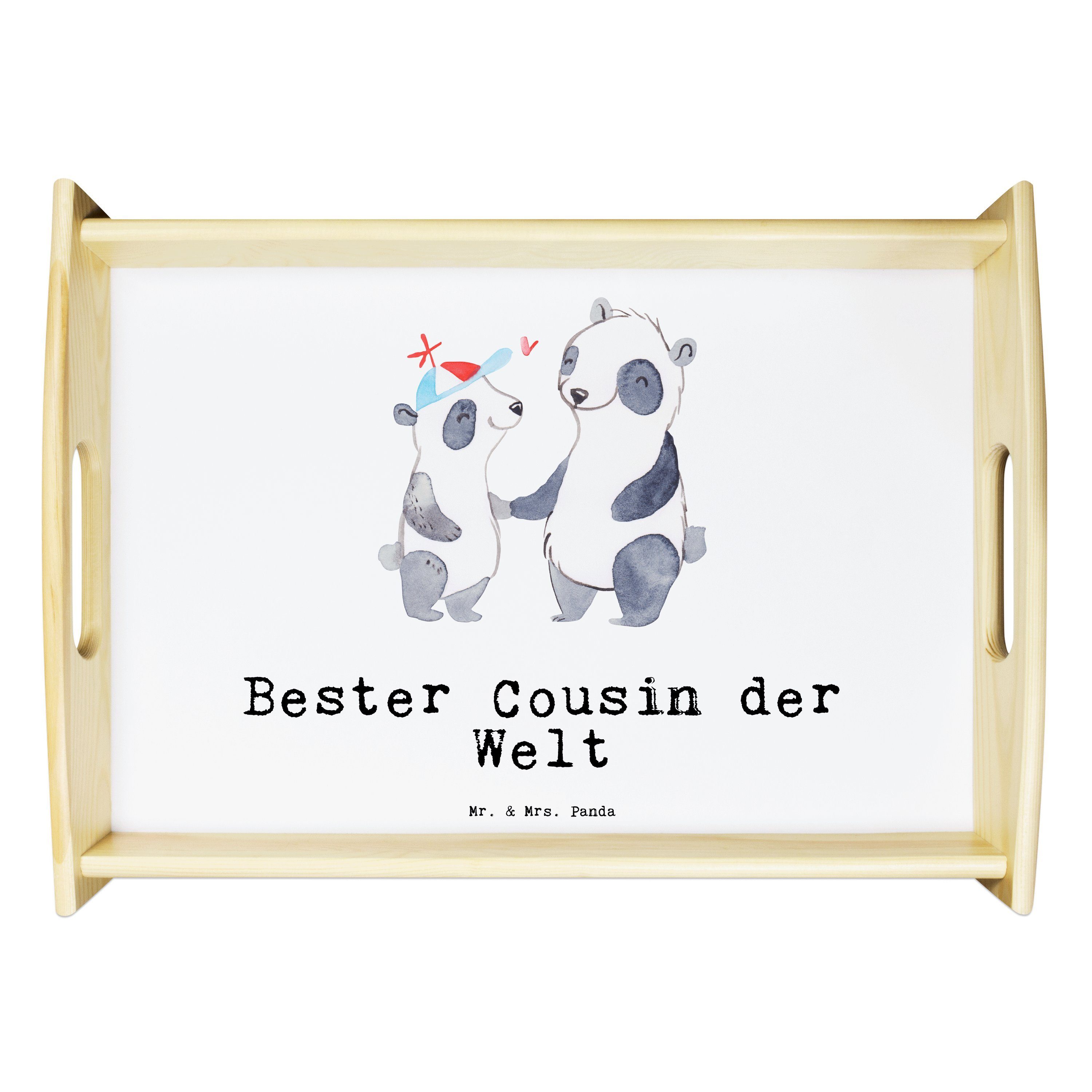 lasiert, - der Weiß Panda Tablett Bester von, Geschenk, - Mrs. Sohn Panda & Dekotablett, (1-tlg) Welt Mr. Echtholz Cousin