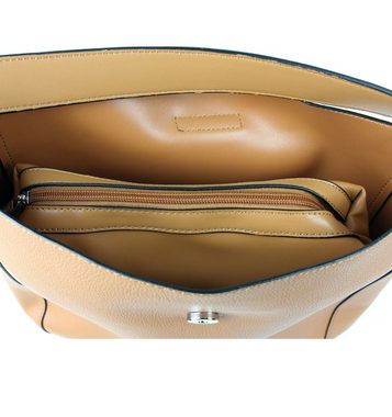 Tom & Eva Handtasche Shopper Tasche - Beuteltasche mit Herausnehmbarer Innentasche, Kunstleder Handtasche, Cognac Braun