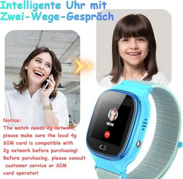 PTHTECHUS Smartwatch (1,44 Zoll, Android iOS), Kinder GPS Intelligente Uhr Telefon mit GPS Tracker SOS Spiel Kamera