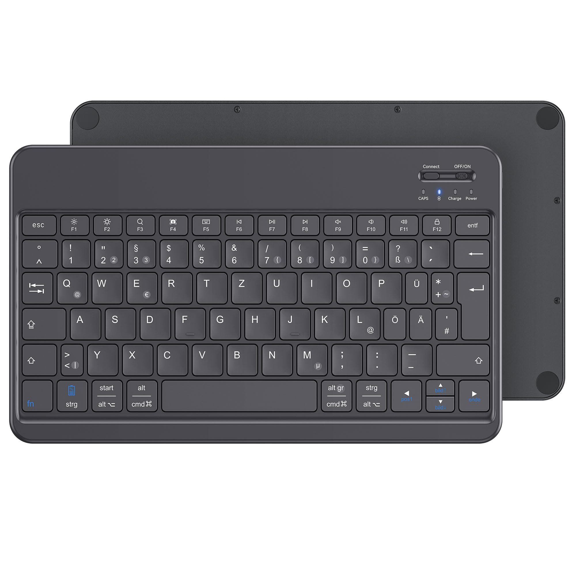 Tisoutec Bluetooth Tastatur,Kabellose Multi-Device 7 Farbige Deutsches Tablet-Tastatur (QWERTZ-Layout für Windows,iPad,Android,PC,Laptop,Smartphone)