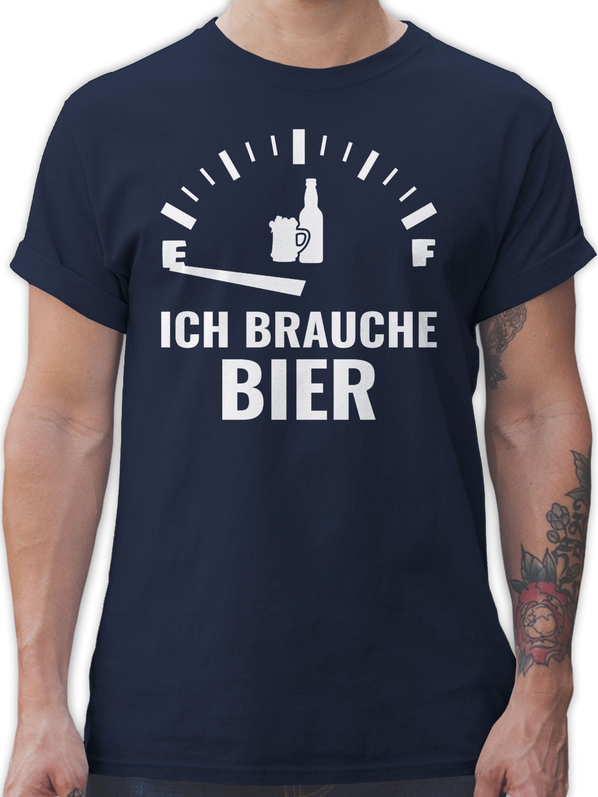 mit Spruch weiß Blau 2 Navy Bier Sprüche Shirtracer T-Shirt Statement brauche Ich -