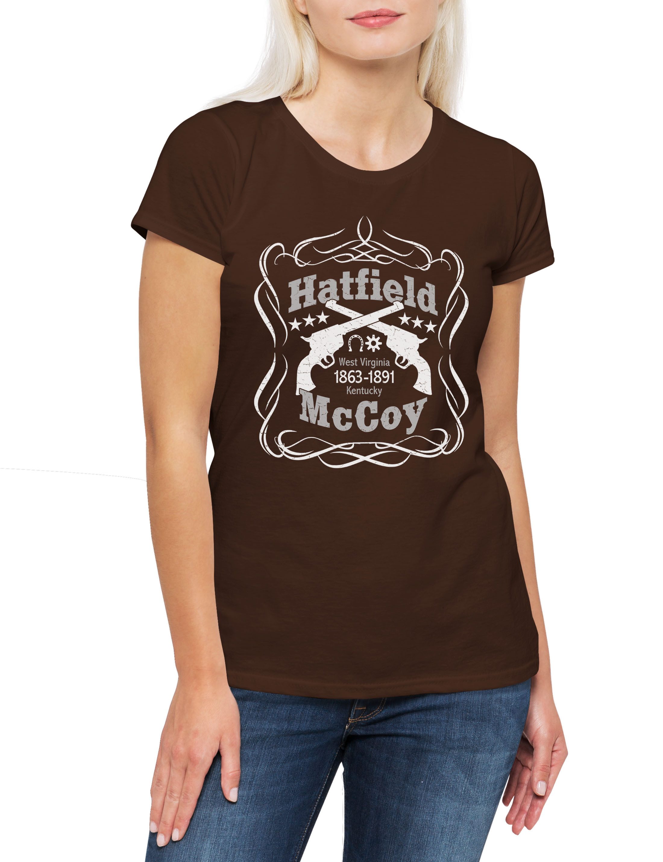 Urban Backwoods Print-Shirt Hatfield & McCoy Damen T-Shirt Western Cowboy A günstig online kaufen