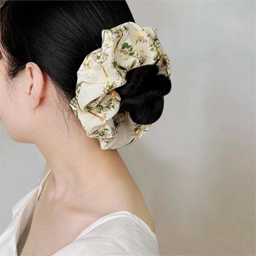 KIKI Haarband Haargummi Scrunchie Floral Haargummi Damen Set Elastischer (4 Stück)