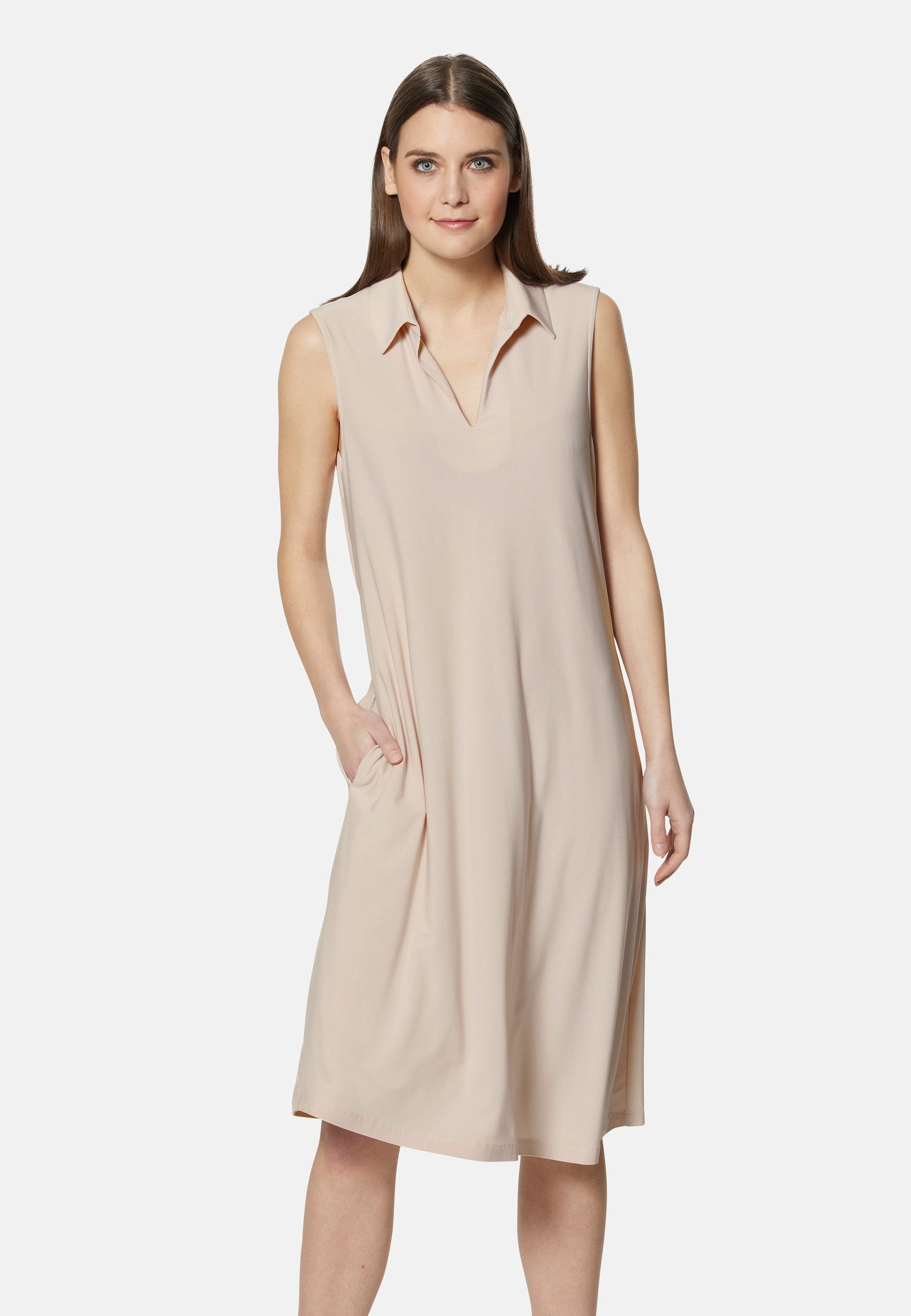 Midikleid Ärmelloses Kleid mit Hemdkragen