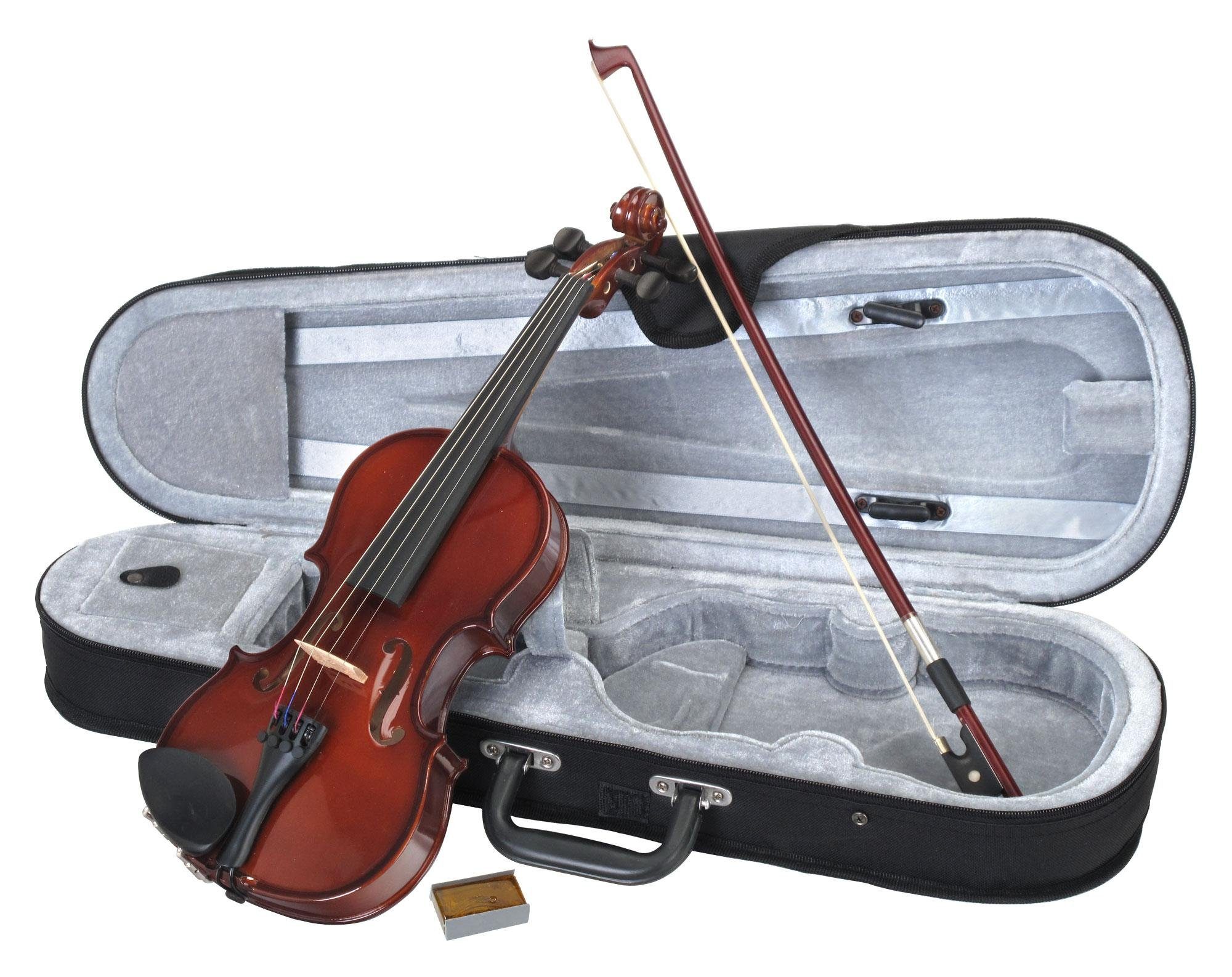Classic Cantabile Violine Student Violinenset 1/4, Student-Set, Inkl. Etui, Bogen und Kolofonium, Aus massivem Fichtenholz geschnitzte Decke