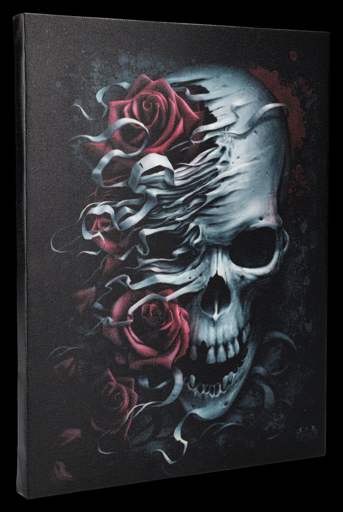 Figuren Shop GmbH Leinwandbild Kleine Leinwand Totenkopf - Skull n Roses Sp günstig online kaufen