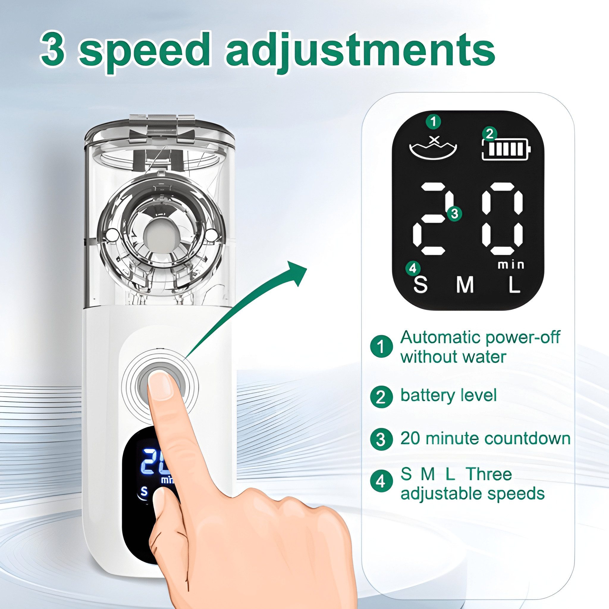 Athlix Inhalationsgerät Inhalator Vernebler für Kinder und Erwachsene mit LED-Bildschirm, Drei Nebel-Stufen, < 3,5 µm Partikelgröße, Reinigungsfunktion
