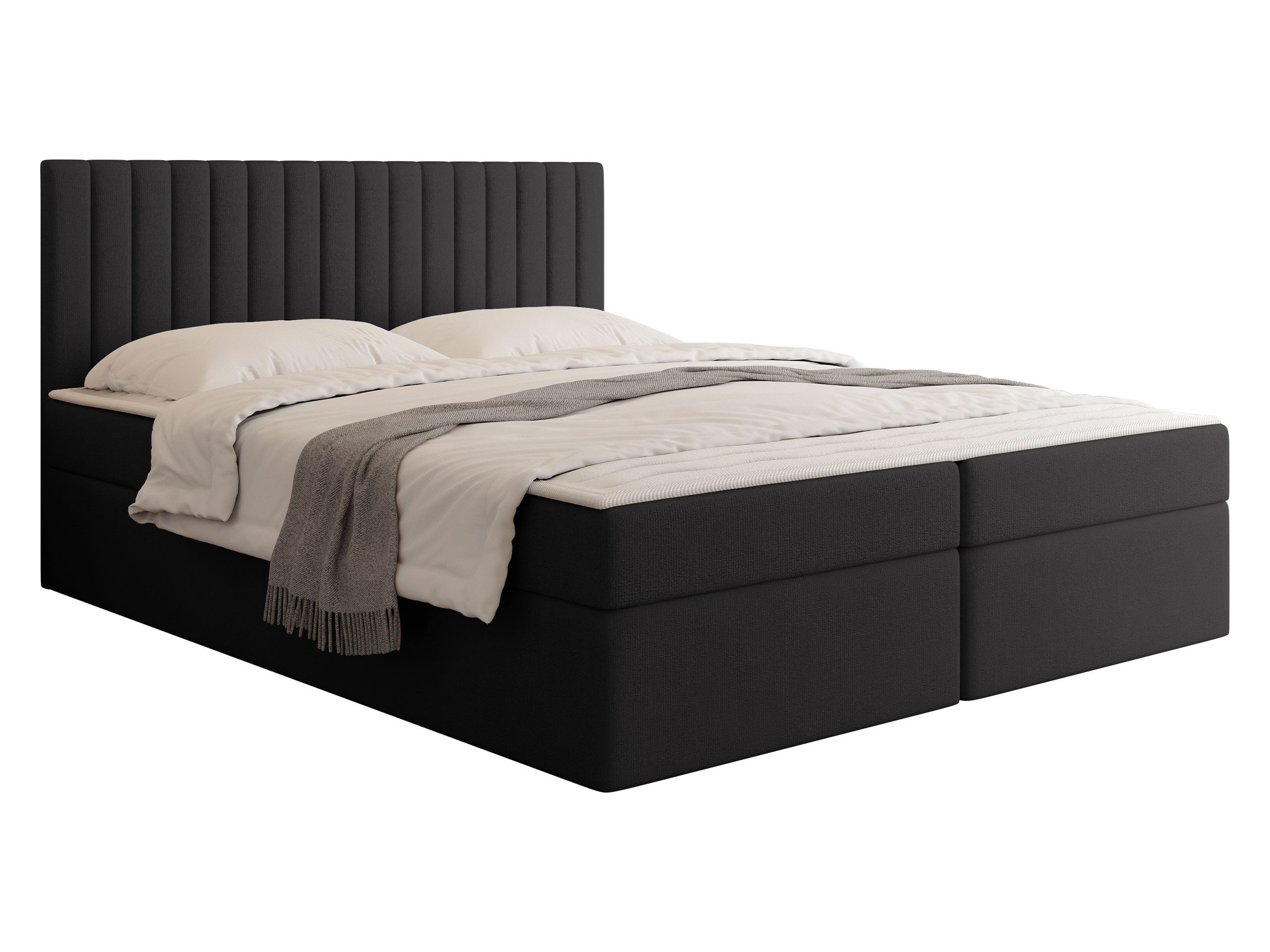 MIRJAN24 Boxspringbett Tirulo (mit zwei Bettkästen für die Bettwäsche), 140/160/180x200 cm, Polsterkopfteil