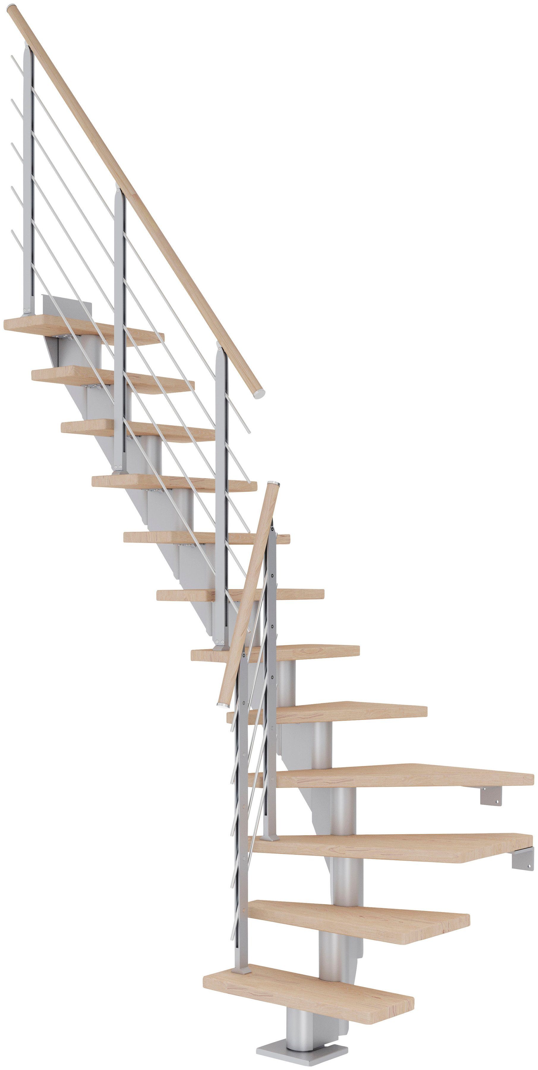 Mittelholmtreppe Frankfurt, Dolle cm, für 301 Eiche offen, weiß/Metall Geschosshöhen bis Stufen