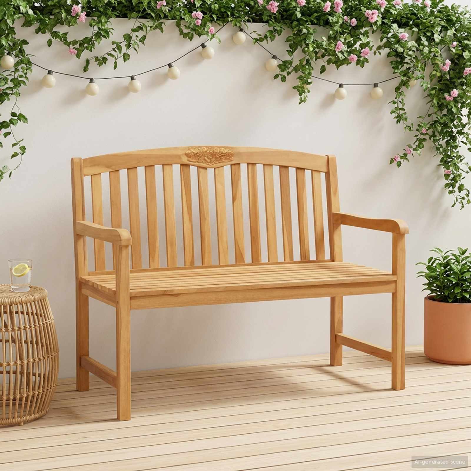 vidaXL Gartenbank Handgefertigte Rosenbank 114 x 60,5 x 95 cm Massivholz (1-St)