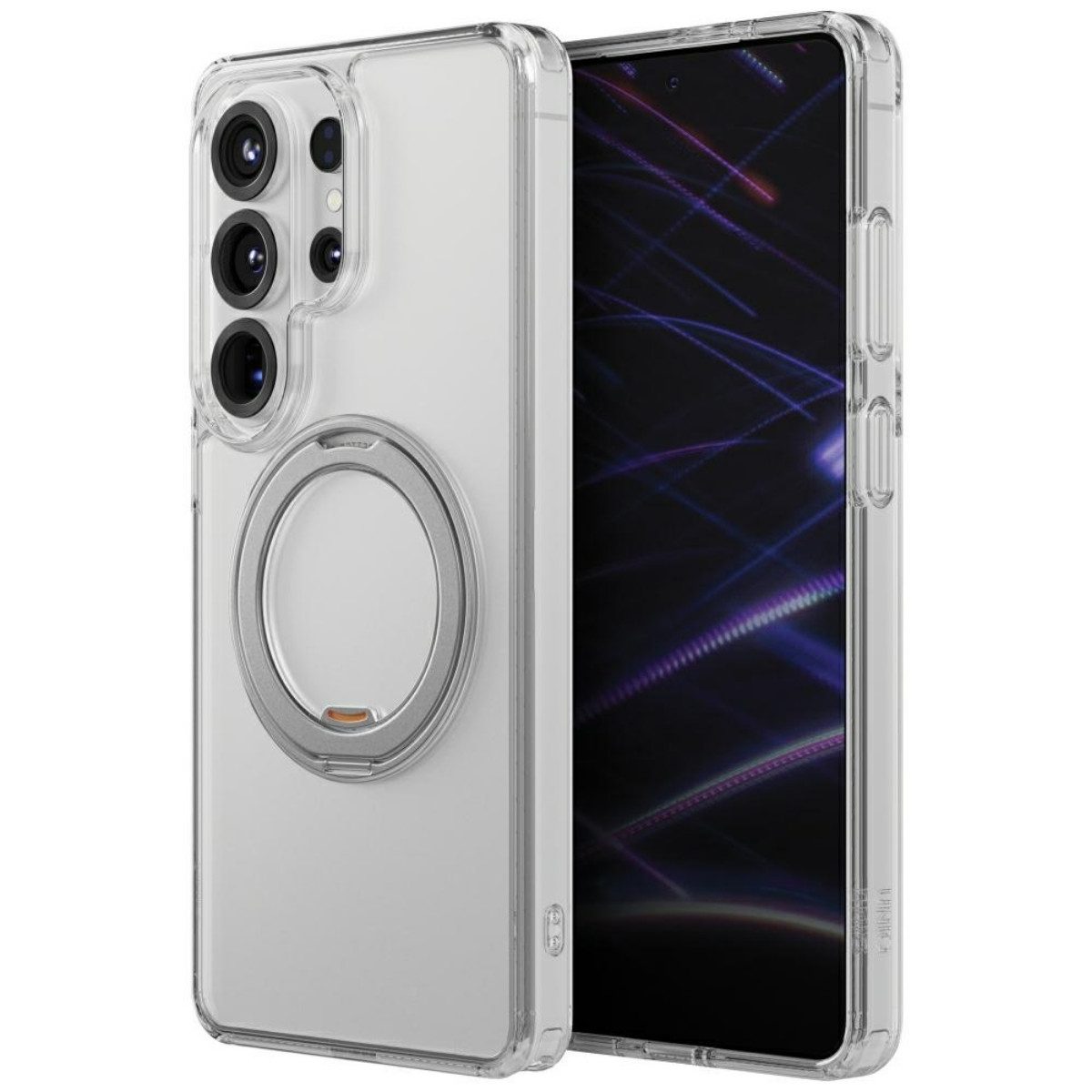 UNIQ Handyhülle Swivix 360 drehbarer Ständer für Samsung Galaxy S26 Ultra Transparent 6,9 Zoll, Metallring dient als Ständer und Haltehilfe zugleich