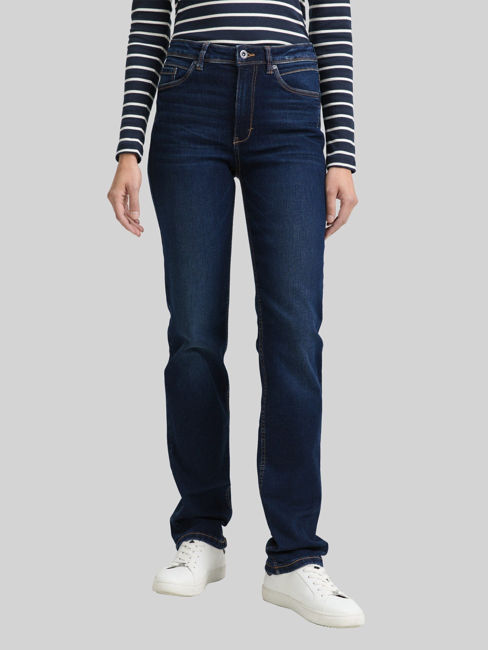 TOM TAILOR Straight-Jeans Jeanshosen TTELVA STRAIGHT High Waist Jeans