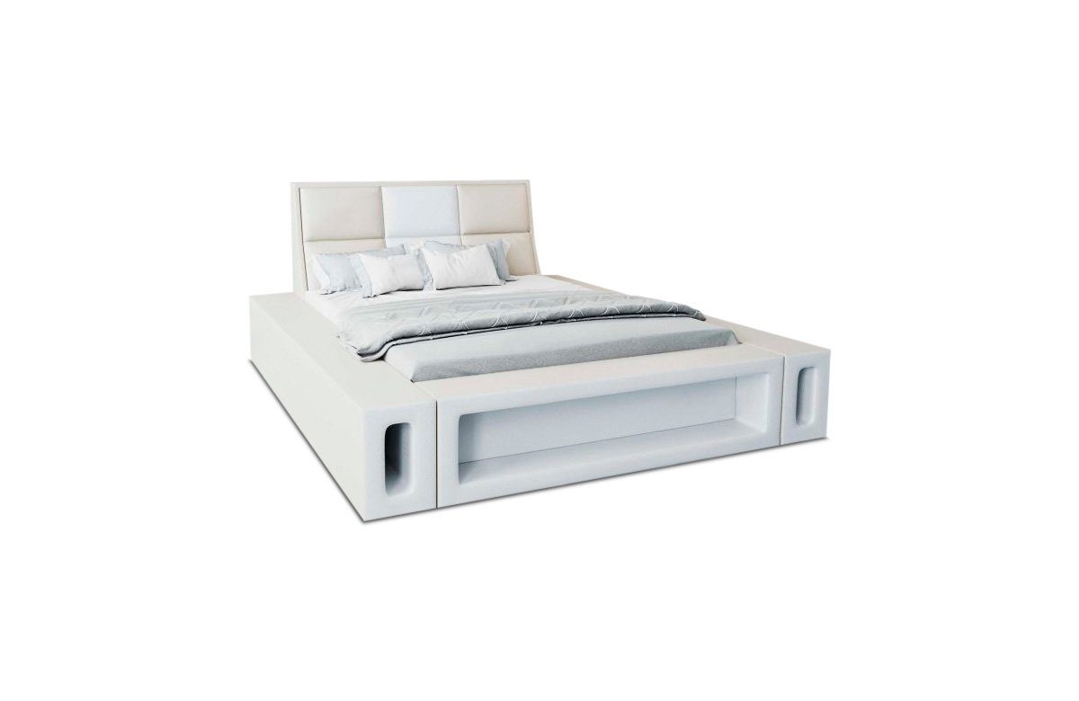 Sofa Beleuchtung, LED Dreams Venosa Mit mit mit Topper, Komplettbett mit Premium Bett Boxspringbett beige-weiß Matratze, LED Kunstleder Beleuchtung