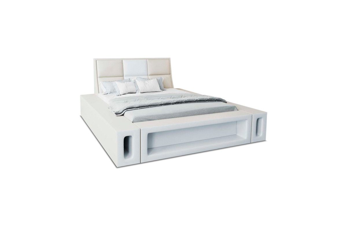Sofa Dreams Boxspringbett Venosa Bett Kunstleder Premium Komplettbett mit LED Beleuchtung, Mit Topper, mit Matratze, mit LED Beleuchtung