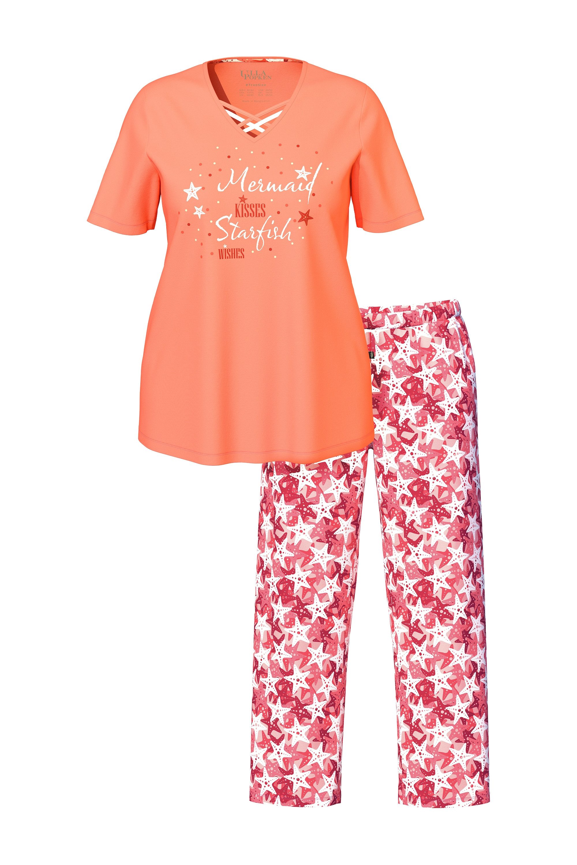 Ulla Popken Pyjama Pyjama Seesterne V-Ausschnitt günstig online kaufen