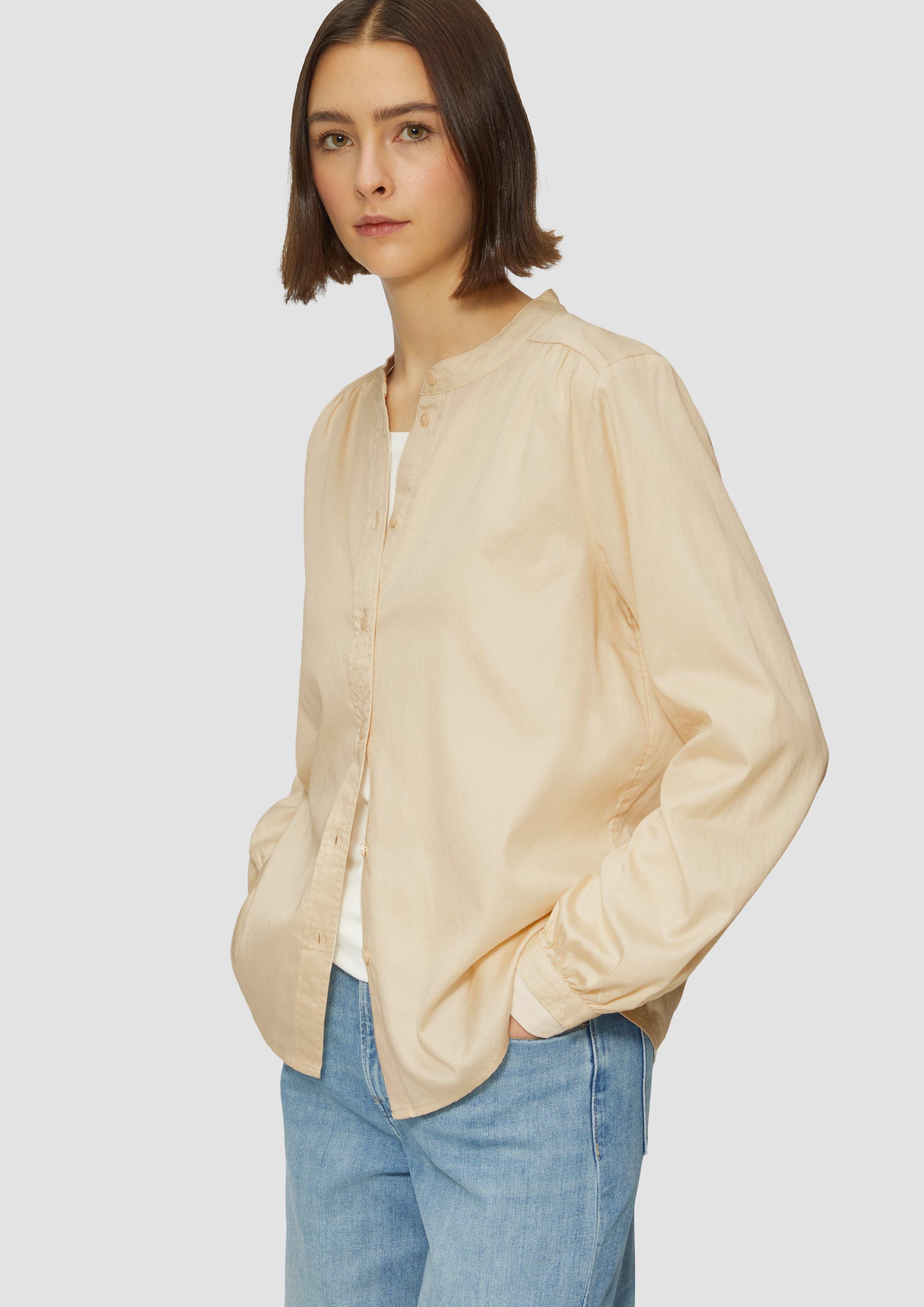 Langarmbluse Satinbluse mit Raffungen