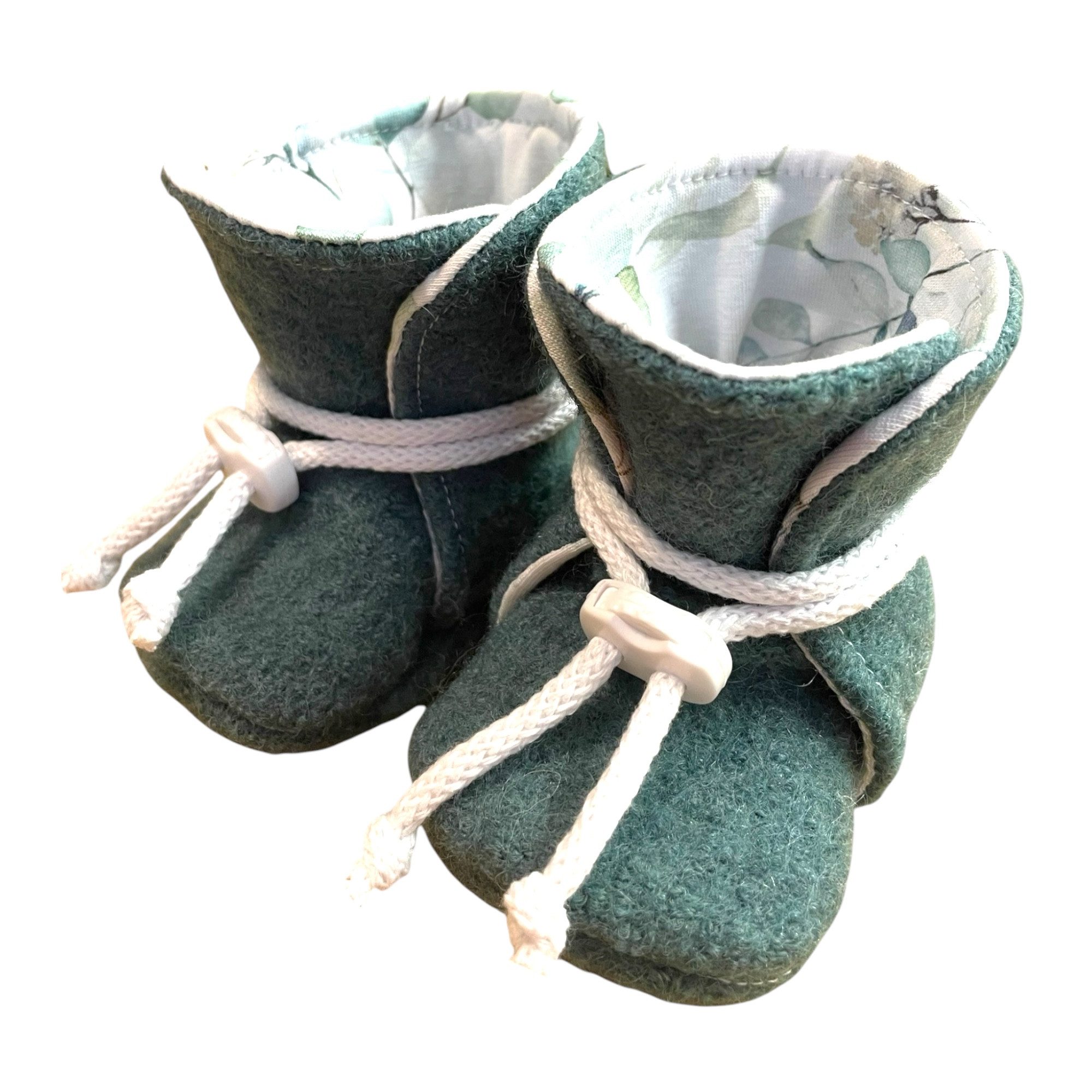 Taschen4life Babyschuhe Wollwalk petrol/salbei Eukalyptus Babystiefel Baby & Kinder Walkschuhe, handmade by kennydoo
