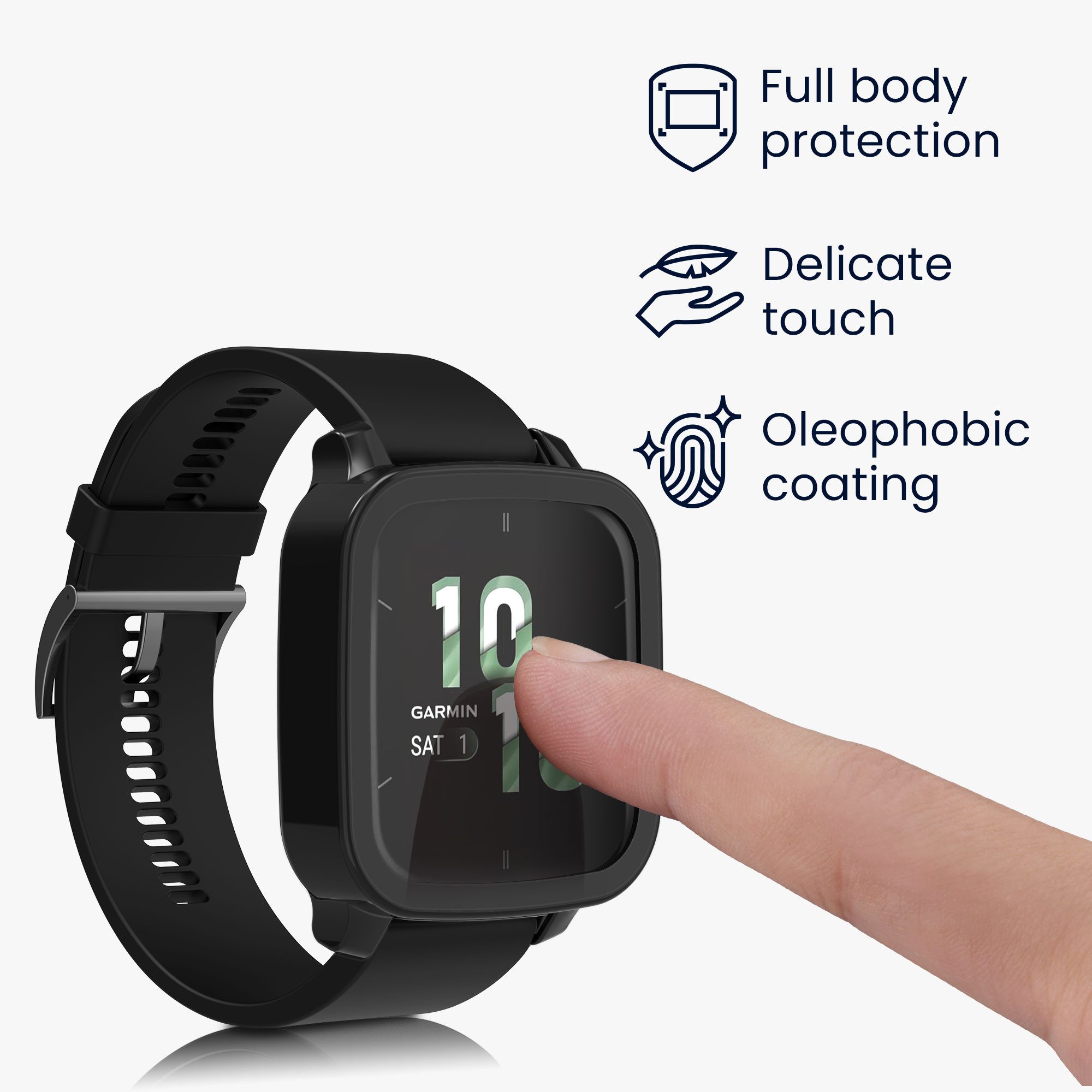 kwmobile Smartwatch-Hülle 2x Glas Hülle für Garmin Venu Sq 2 Music / Sq 2, Schutzhülle Fullbody Fitnesstracker Case Set aus Glas