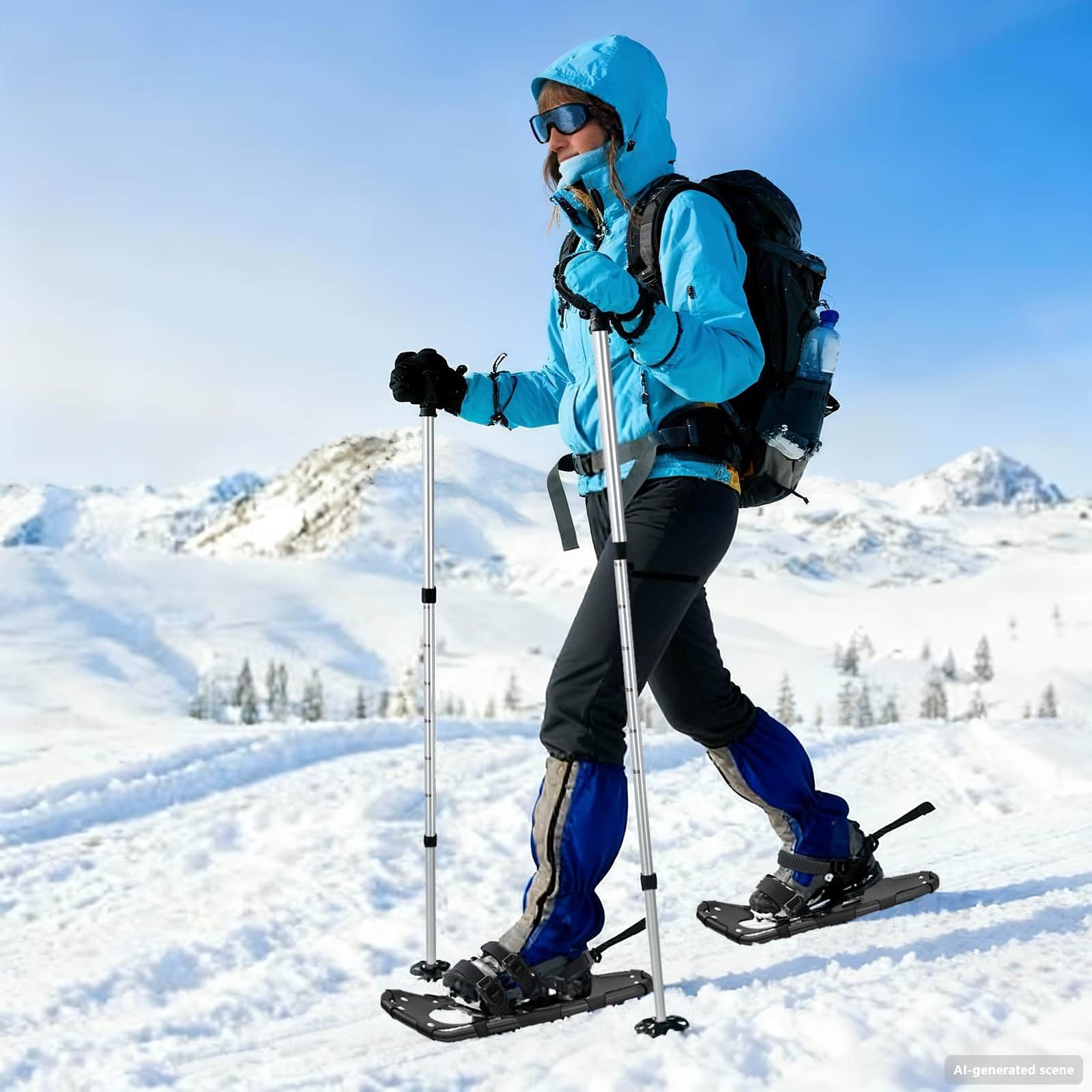 vidaXL Schneeschuhe, 3 in 1 Schneeschuhe Schwarz 21 Zoll Aluminium und HDPE