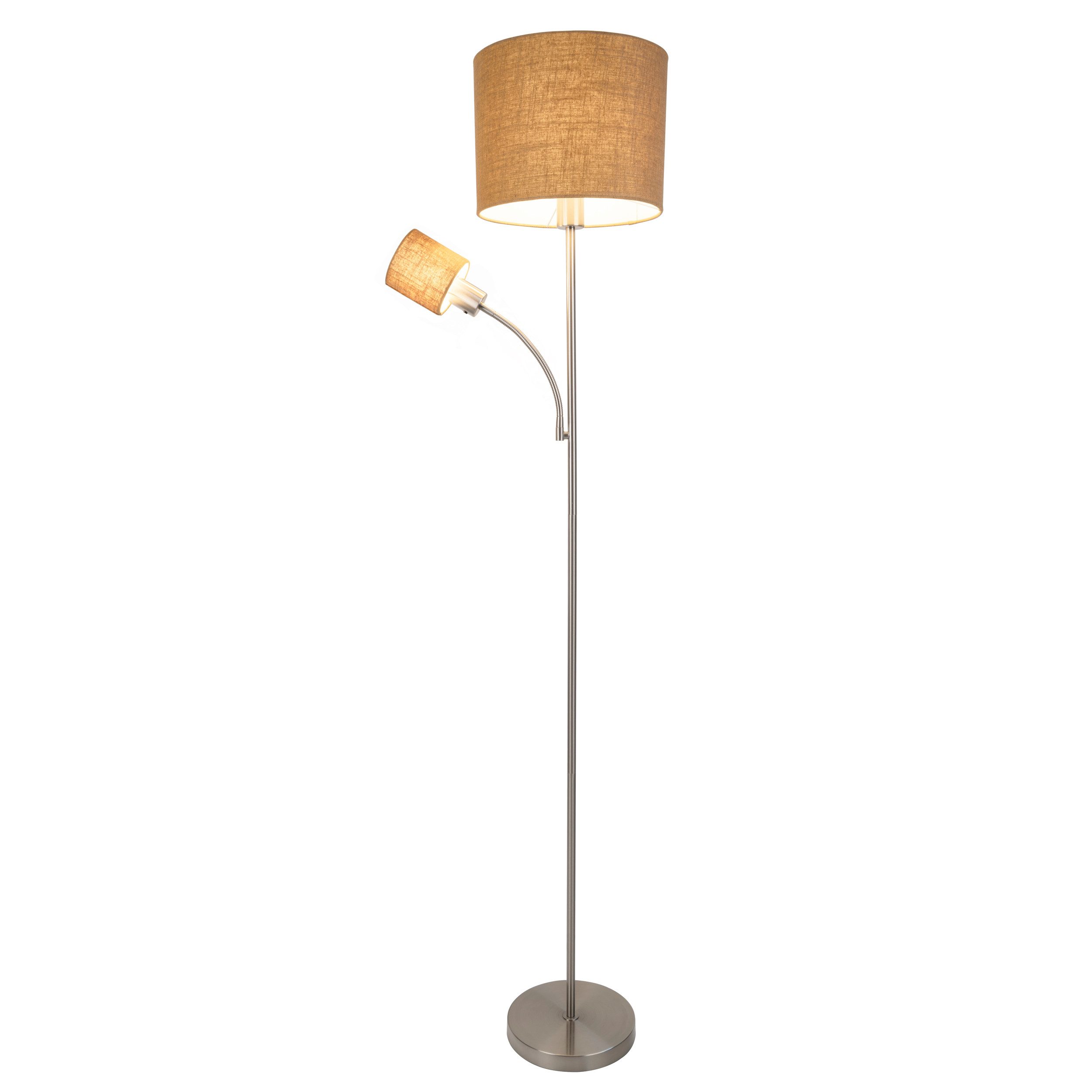 näve Stehlampe Filomena, Lesearm, ohne Leuchtmittel, Schirm braun, inkl. Lesearm, inkl. Druckschalter, H: 165cm