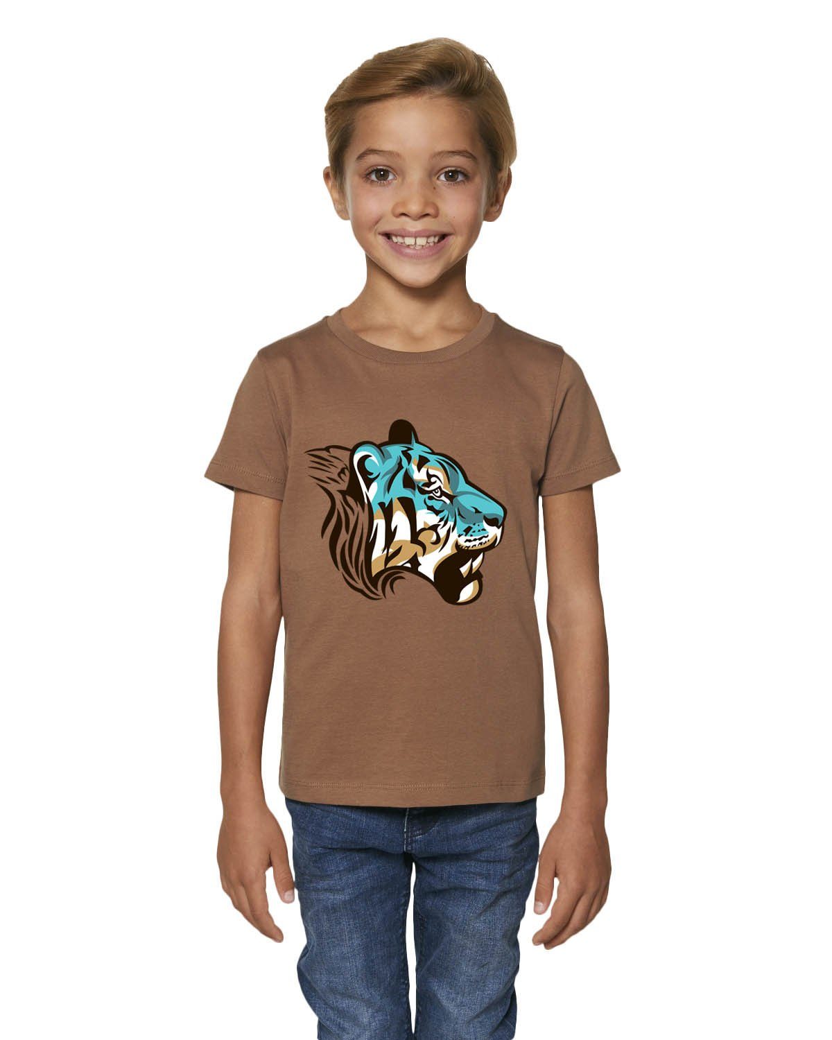 Hilltop Print-Shirt Hochwertiges Kinder T-Shirt mit Tiger, 100% Bio  Baumwolle