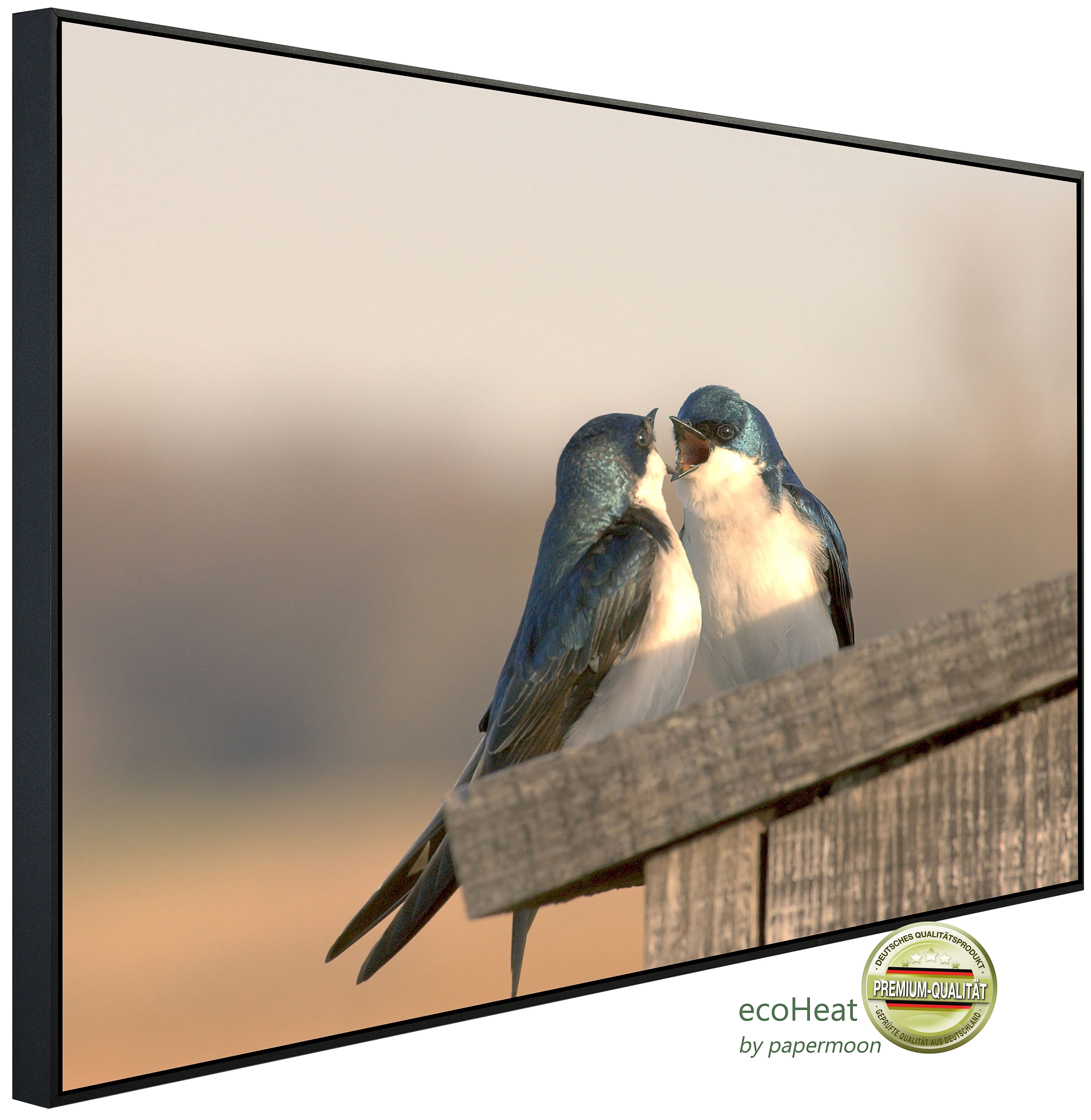 Papermoon Infrarotheizung INFRAROT-BILD-HEIZUNG, Liebesvögel, TÜV-Rheinland/GS zertifiziert, angenehme Strahlungswärme
