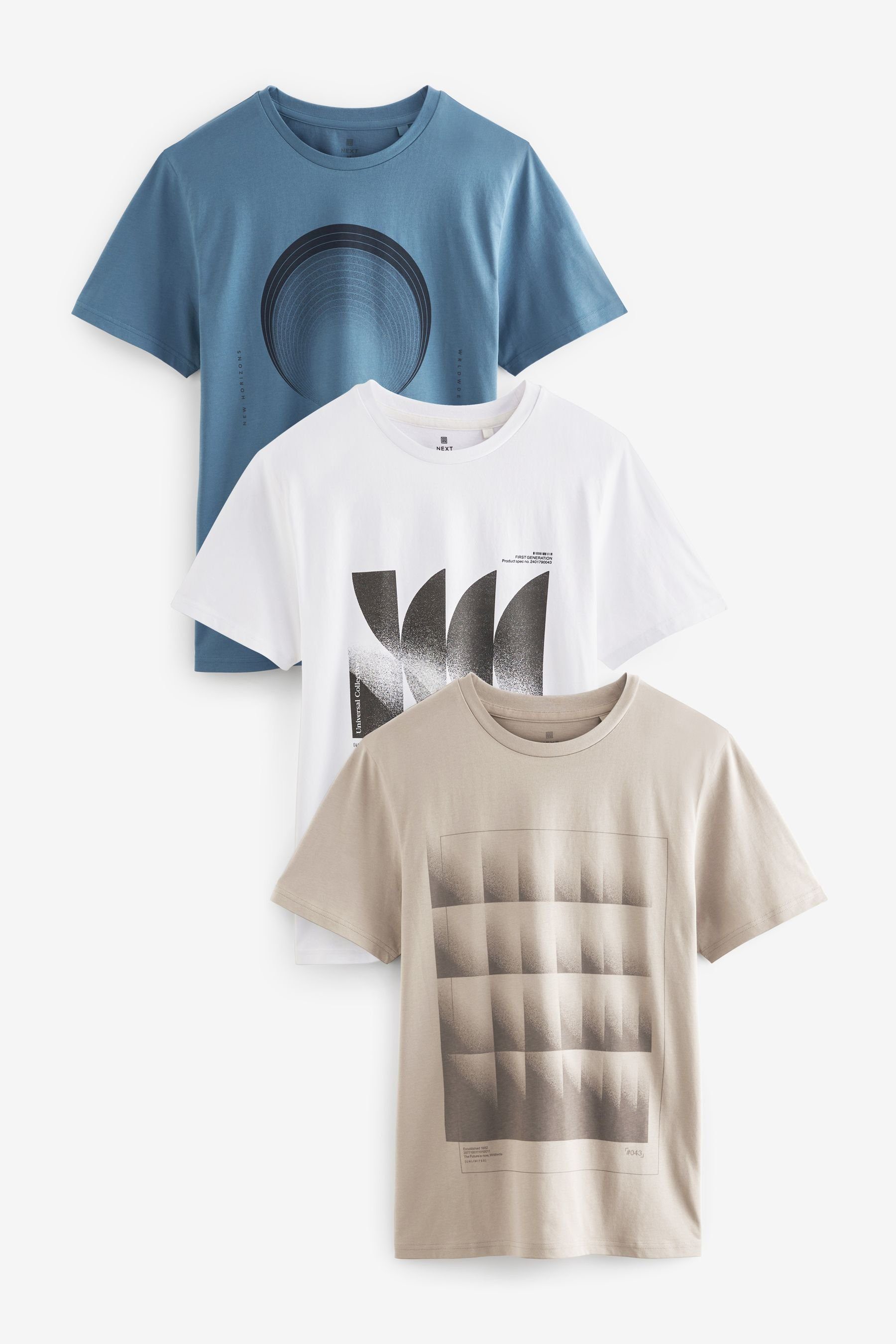 T-Shirt mit Neutral (3-tlg) Print-Shirt Pack Print-3er Next