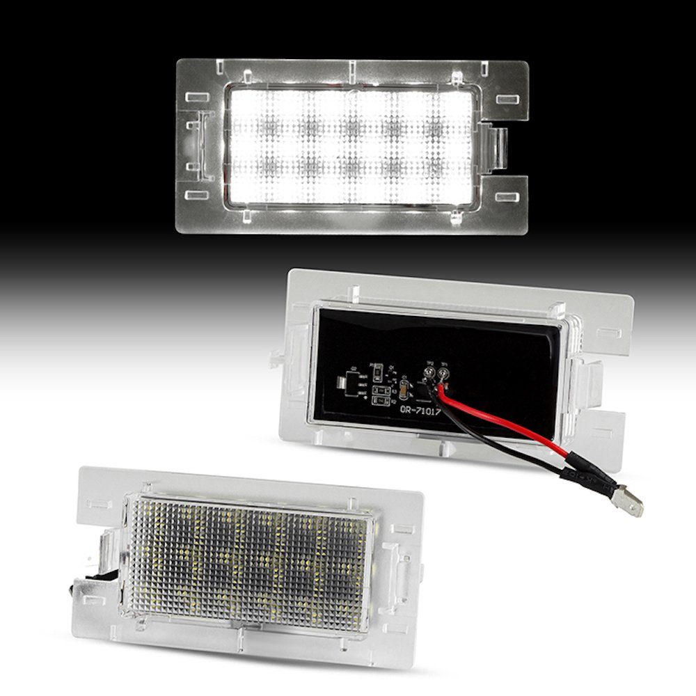 LLCTOOLS KFZ-Ersatzleuchte LED Kennzeichenbeleuchtung Auto, E-geprüft mit geringem Verbrauch, Plug and Play, 2 St., kaltweiß, 6000K, 18 SMD, für Opel Omega B Limousine - mit CAN-Bus System