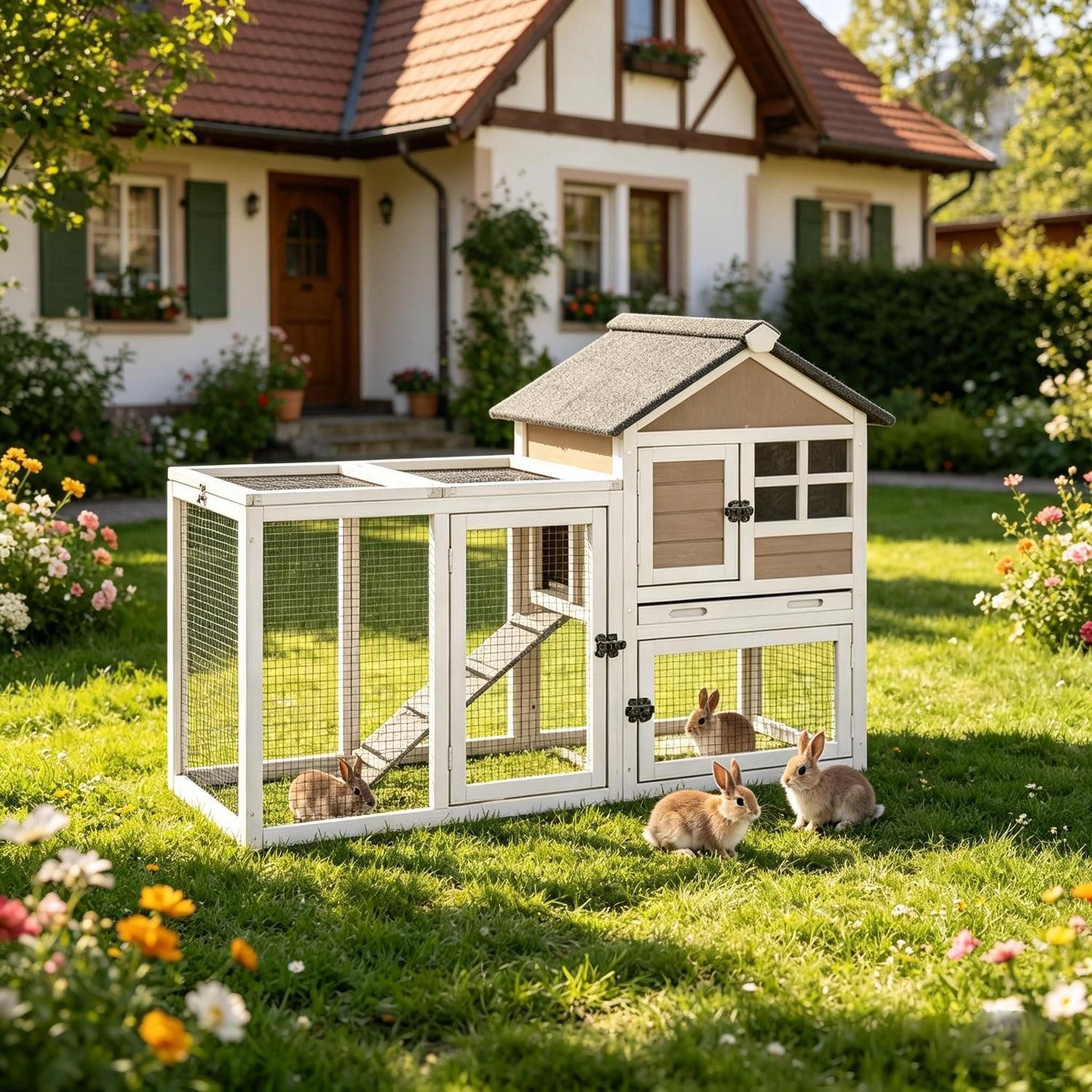 LuxusKollektion Kleintierstall Kaninchenstall mit Laufbereich