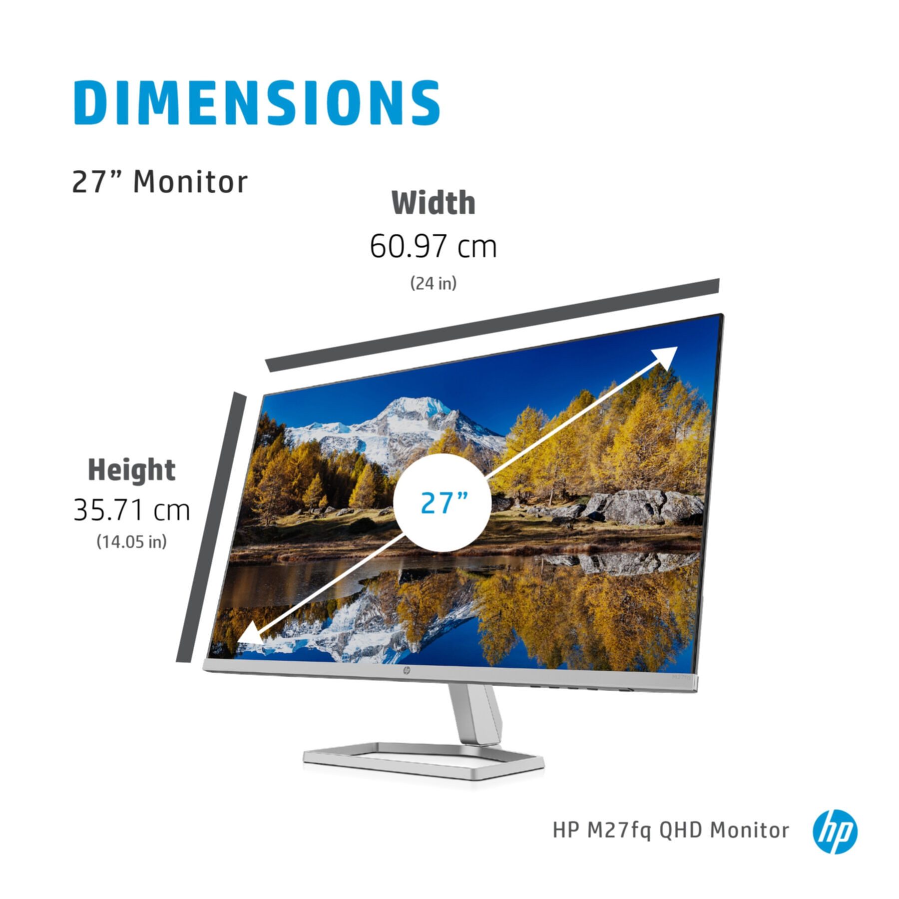 HP M27fq QHD Monitor LED-Monitor (68,47 cm/27 ", 2560 x 1440 px, QHD, 5 ms Reaktionszeit, 75 Hz, IPS)