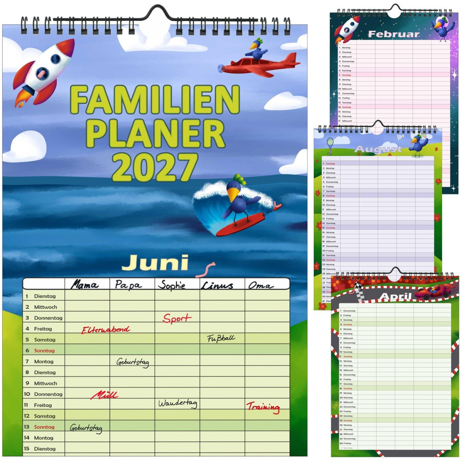 Anschütz Wandkalender Familienplaner 2027 mit 5 Spalten