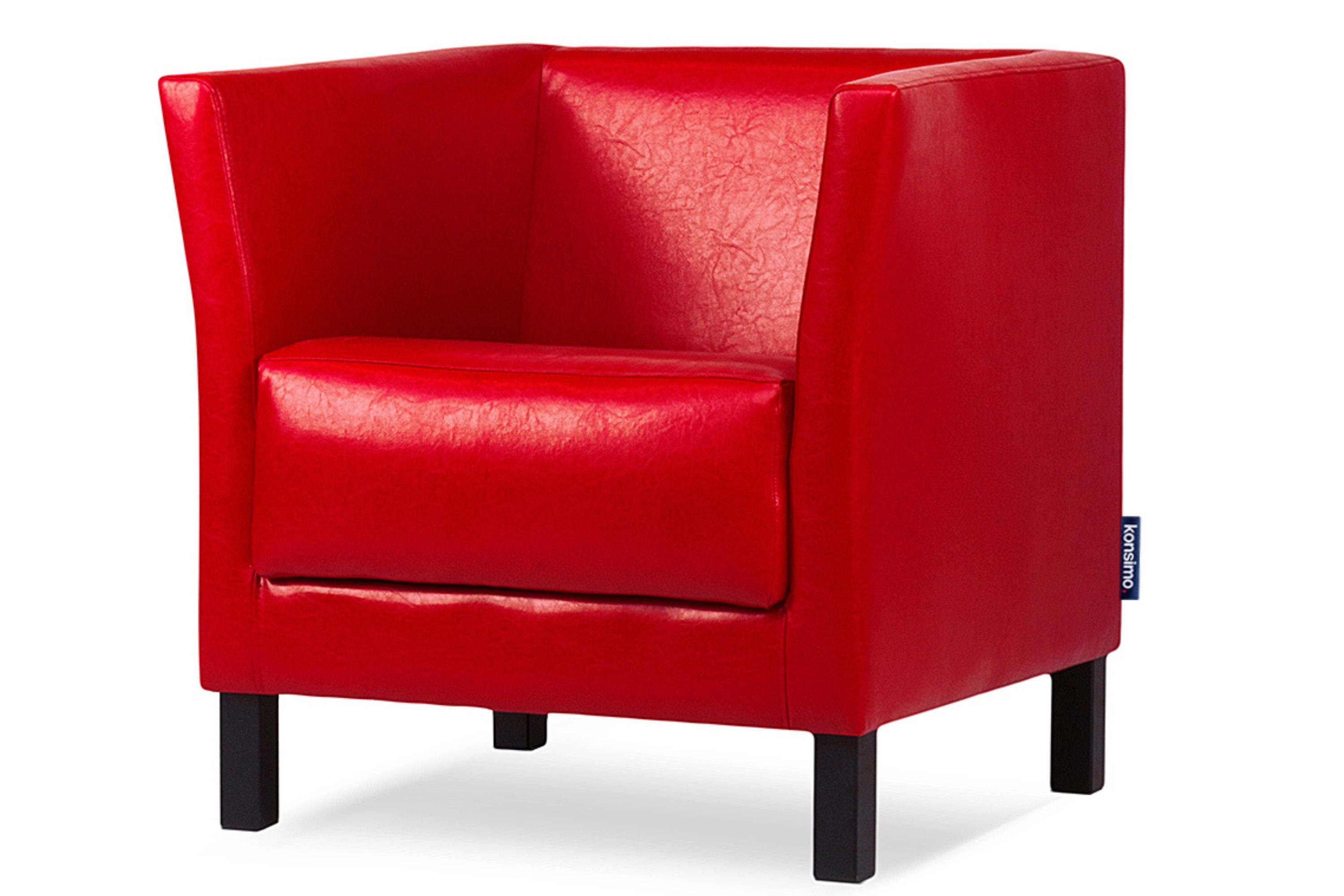 Konsimo Sessel ESPECTO Sessel, hohe Massivholzbeine, weiche Sitzfläche und hohe Rückenlehne, Kunstleder rot | rot | rot