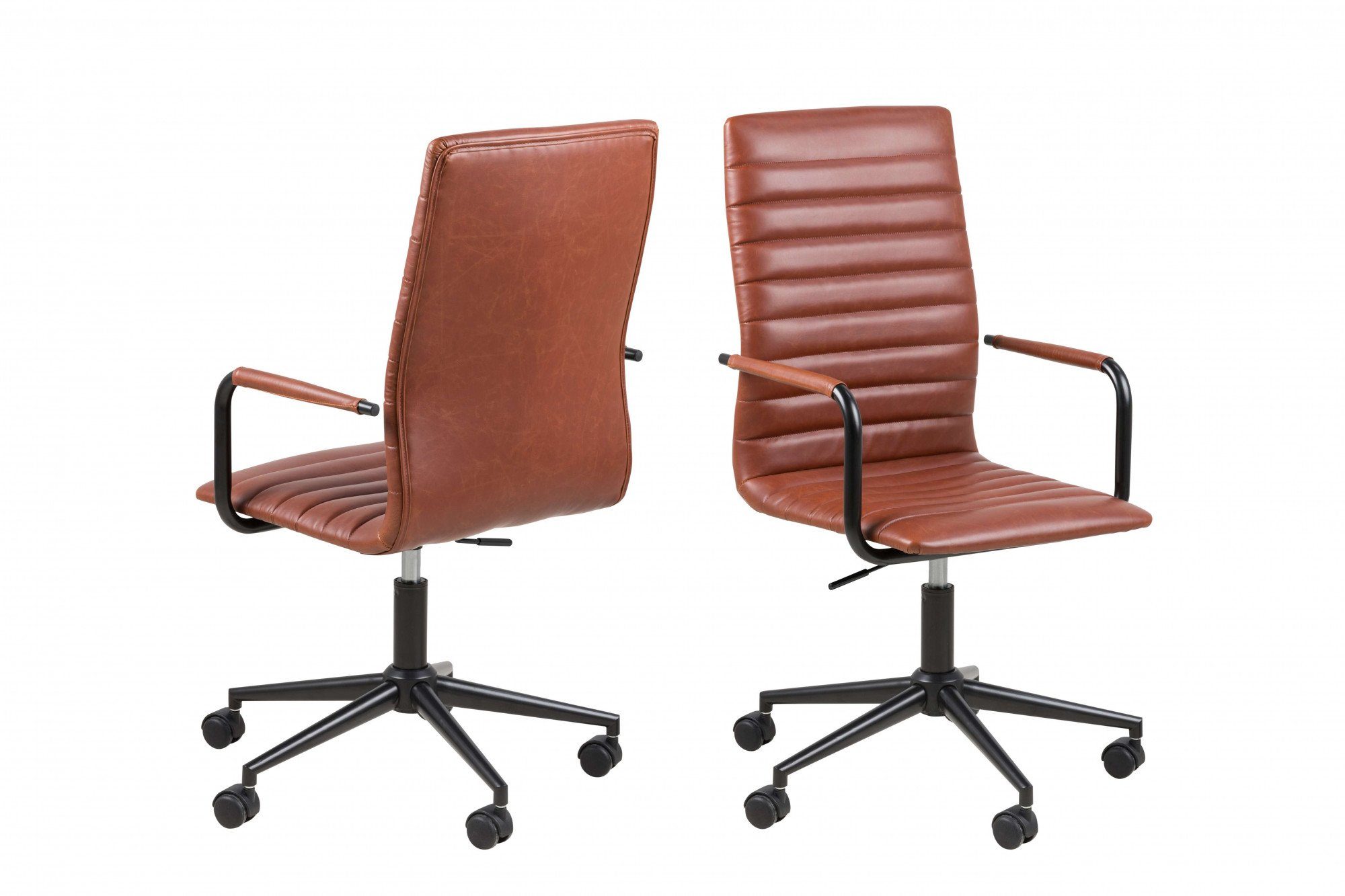 ACTONA GROUP Schreibtischstuhl Winslow, Drehstuhl, Chefsessel, Höhenverstellbar, Armlehne, Cognac Braun