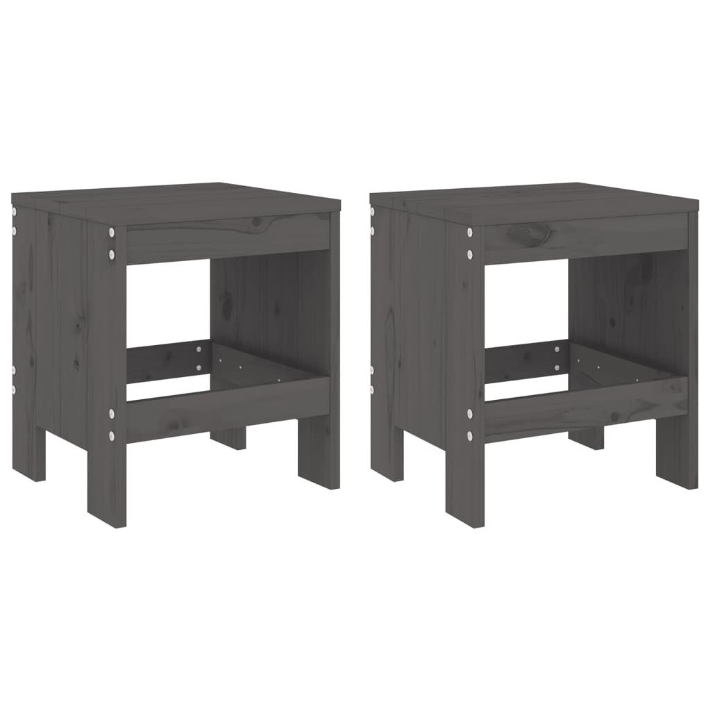 vidaXL Gartenstuhl Gartenhocker 2 Stk. Grau 40x36x45 cm Massivholz Kiefer (2 St)