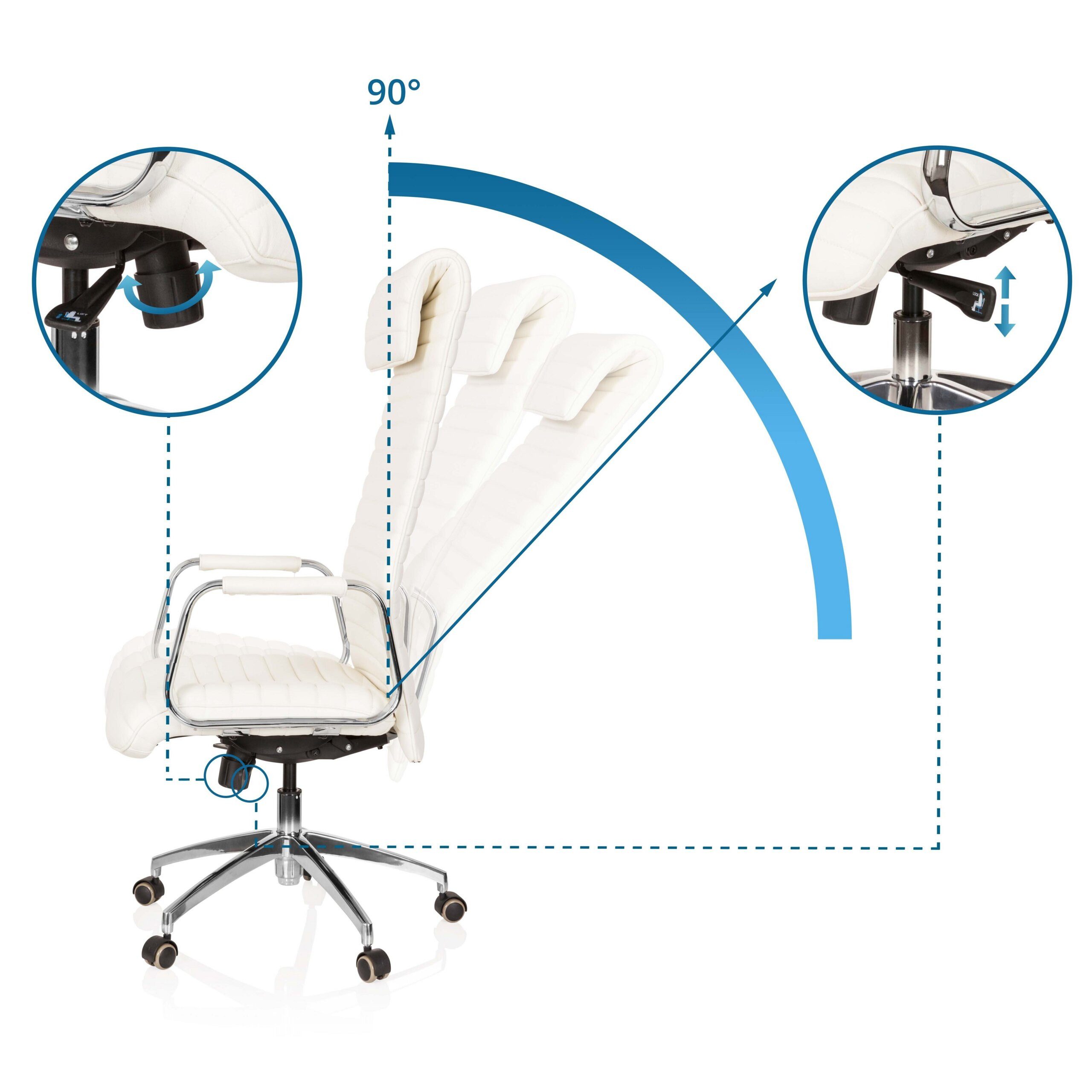 hjh OFFICE Drehstuhl Luxus Chefsessel Aspera 20 Leder mit Armlehnen (1 St), Profi Bürostuhl Schreibtischstuhl ergonomisch