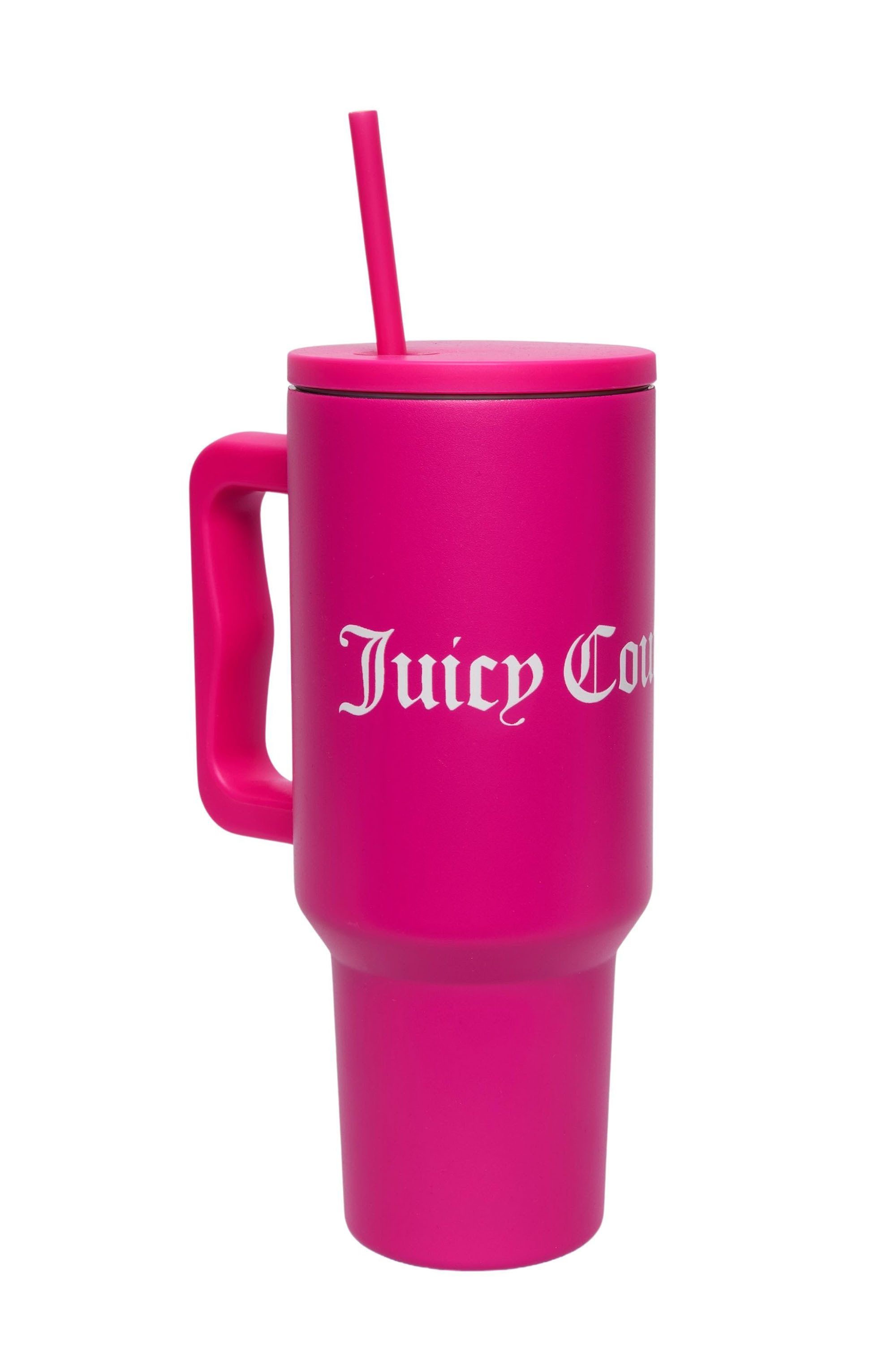 Juicy Couture Thermobecher STEEL TUMBLER WITH STRAW Unisex, Edelstahl, Getränkebecher, große Tasse, mit Strohhalm, heiß kalt, Edelstahl, Sale