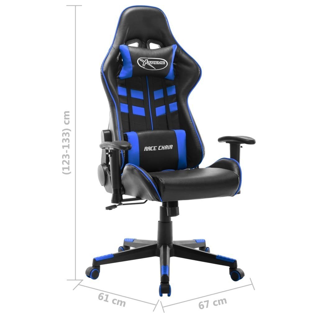 möbelando Gaming-Stuhl 3006523 (LxBxH: und Blau in Schwarz cm), 61x67x133
