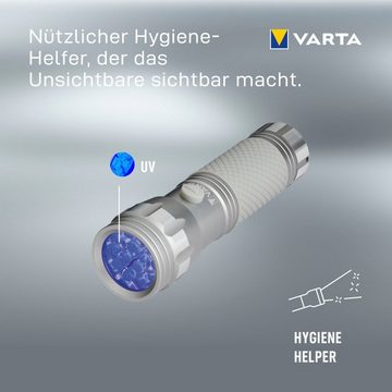 VARTA Taschenlampe UV Licht (Set), Leuchte macht Unsichtbares sichtbar Hygienehilfe mit Schwarzlicht